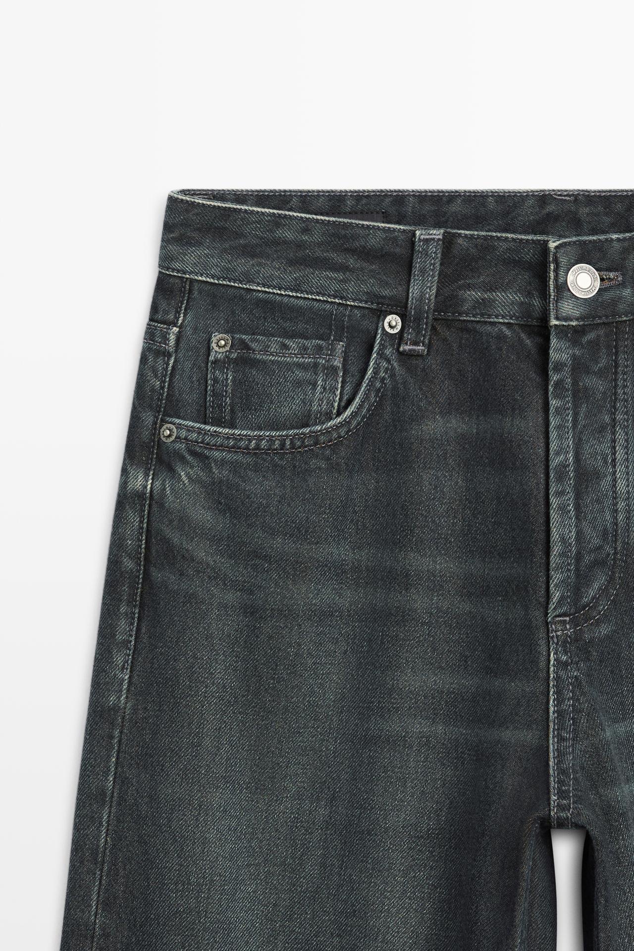 Wide-leg mid-waist jeans — Dark blue