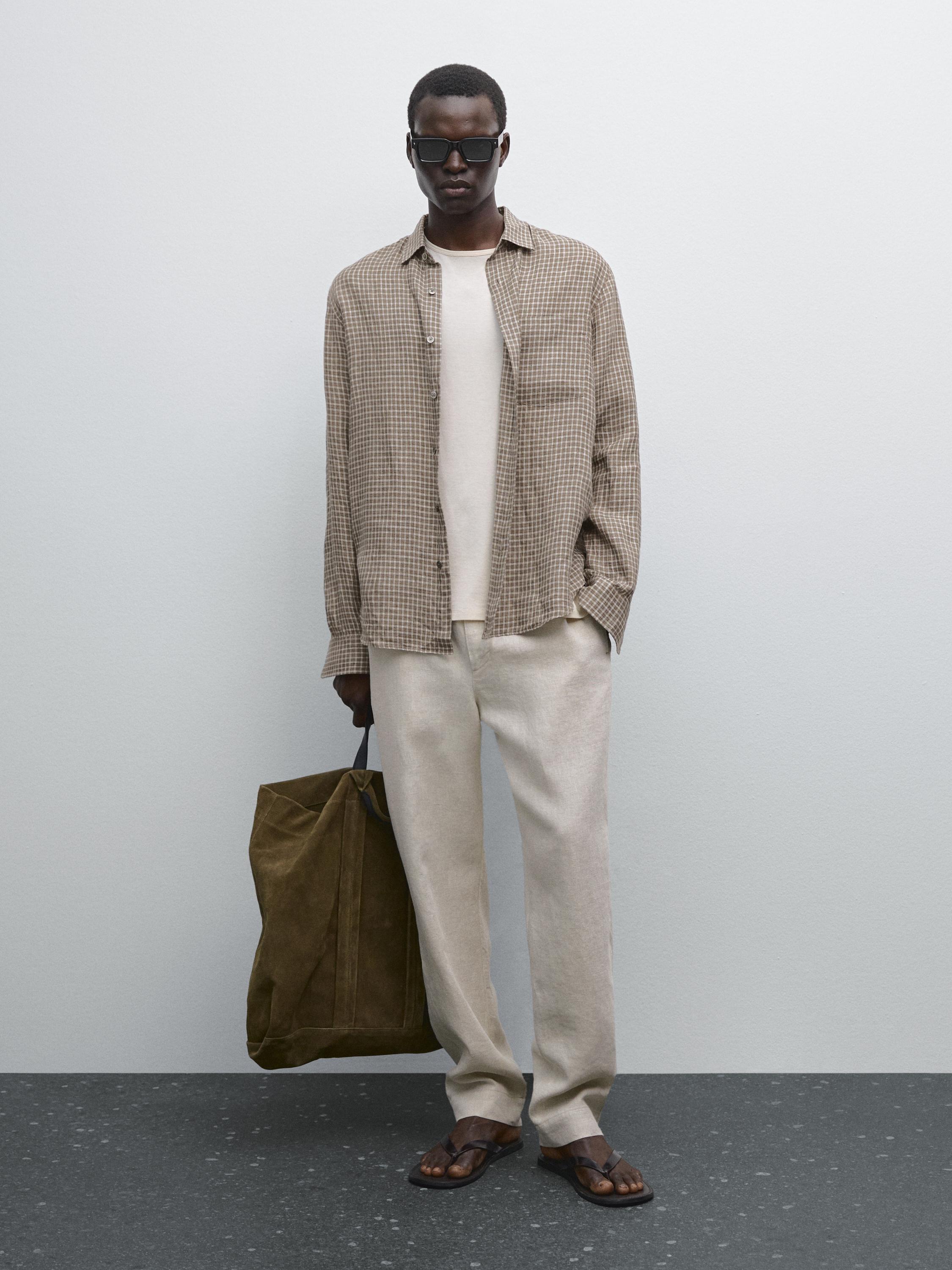 100% linen jogger trousers