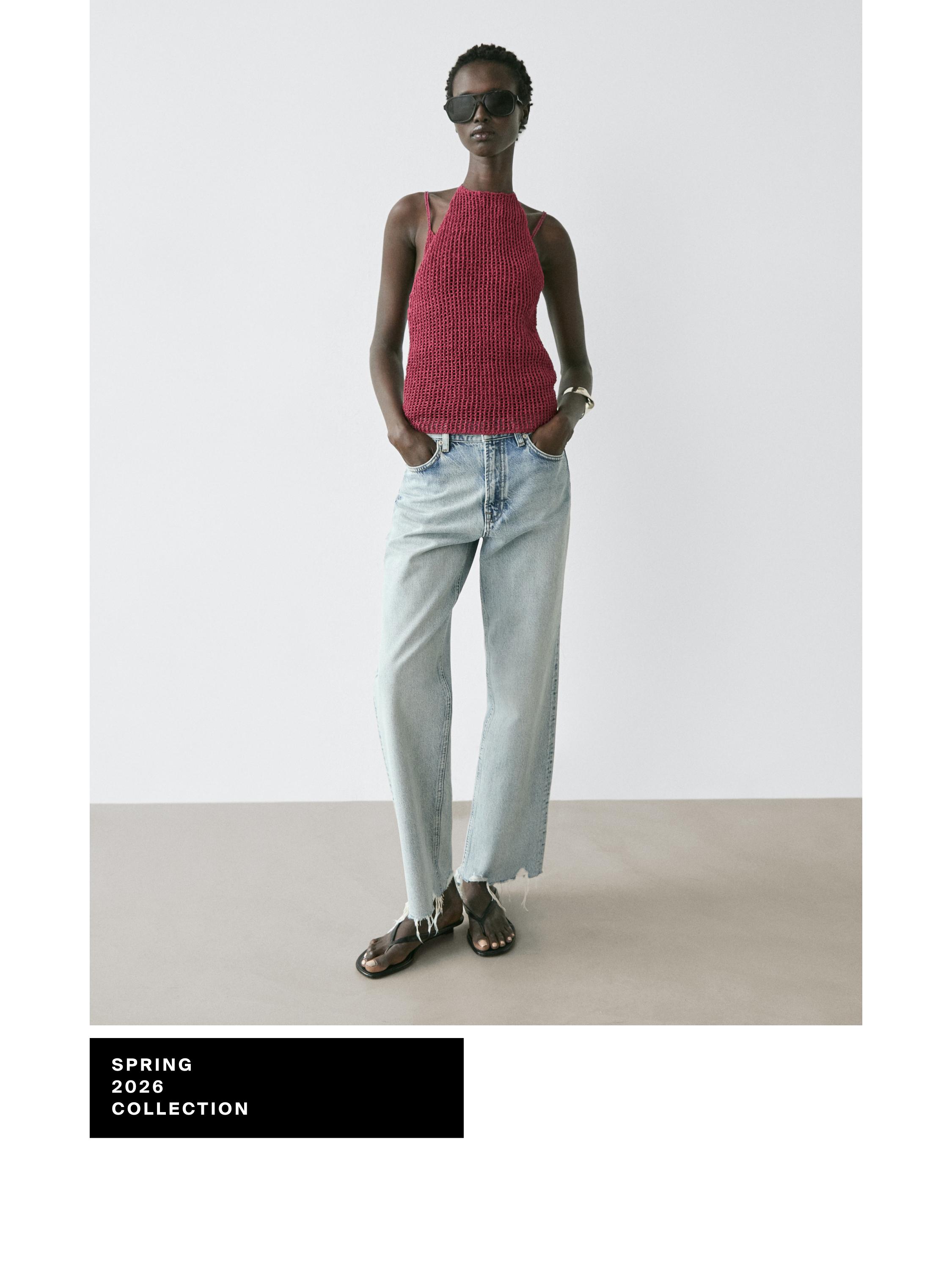 Straight-leg high-waist jeans — Light Blue