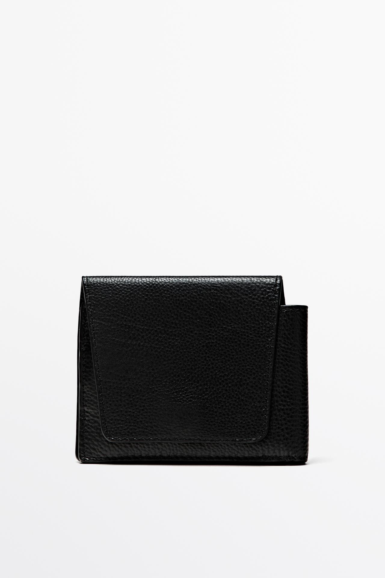 Flap nappa leather wallet — BLACK
