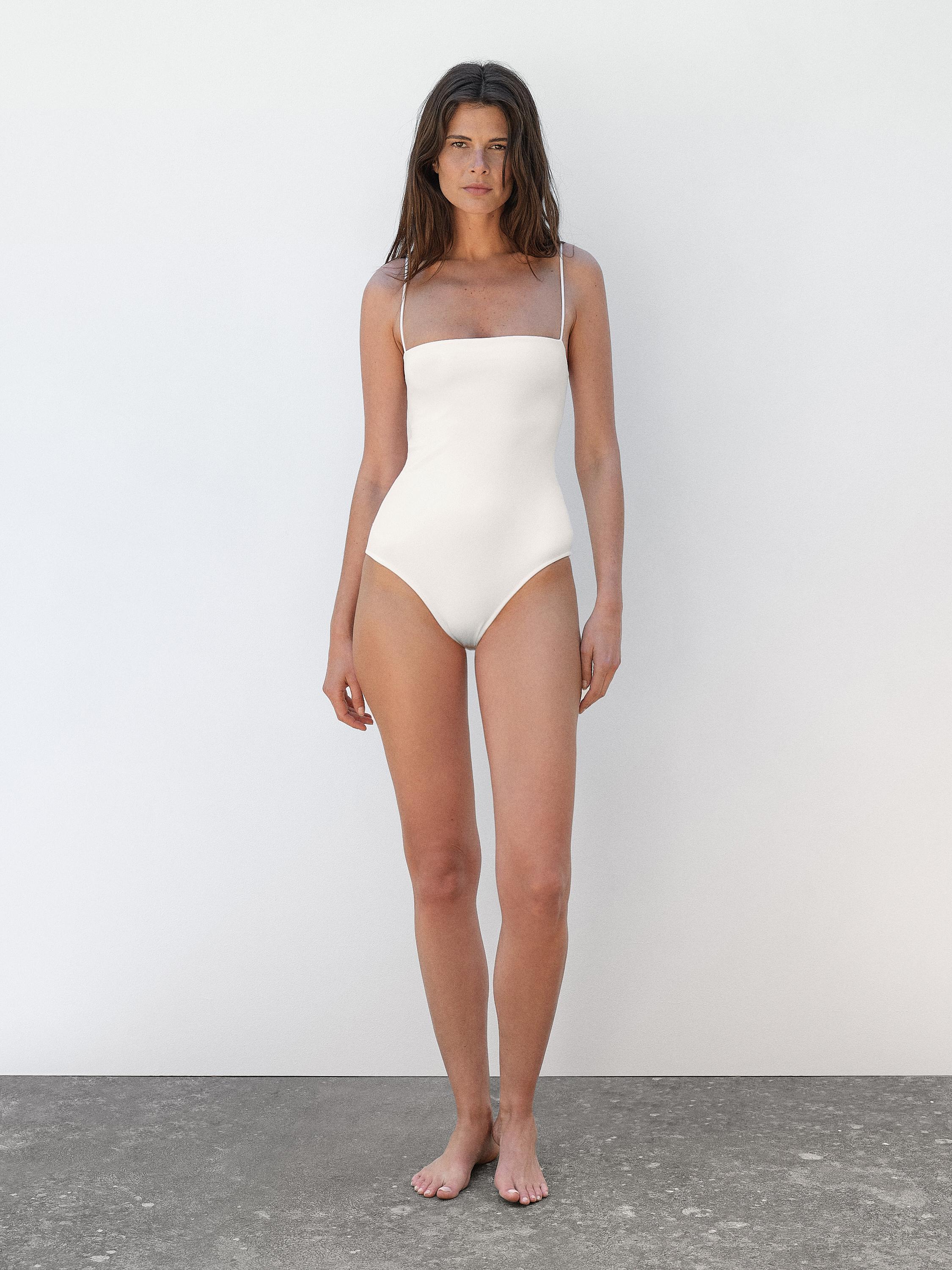 Bandeau swimsuit with back detail
