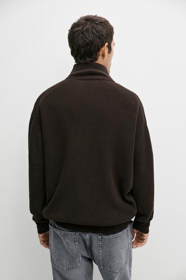 100% cotton ribbed knit cardigan — BROWN MARL 5