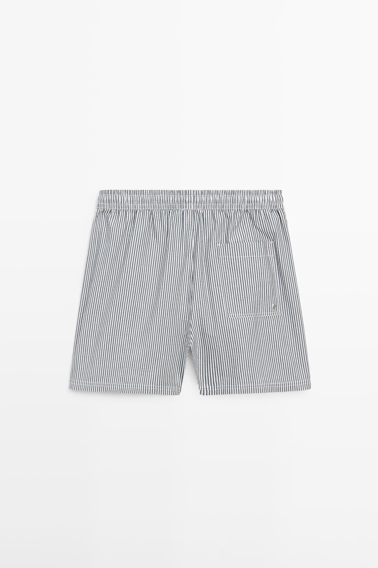 Swimming trunks with striped details — NAVY BLUE