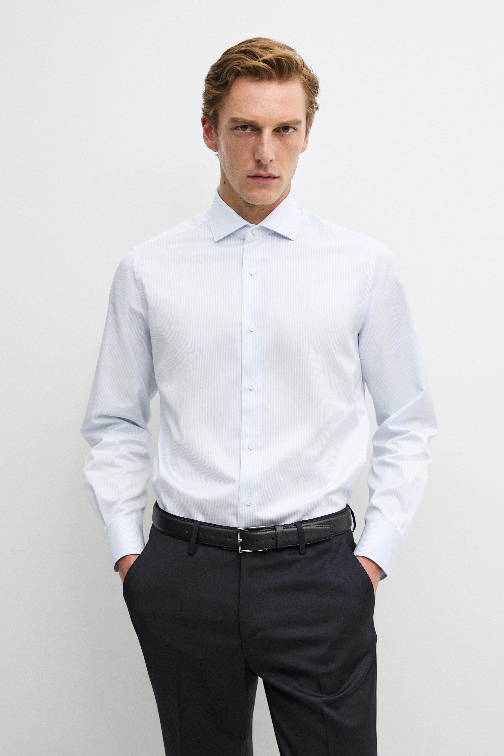 Slim fit košeľa s dvojitým pruhom zo 100 % bavlny