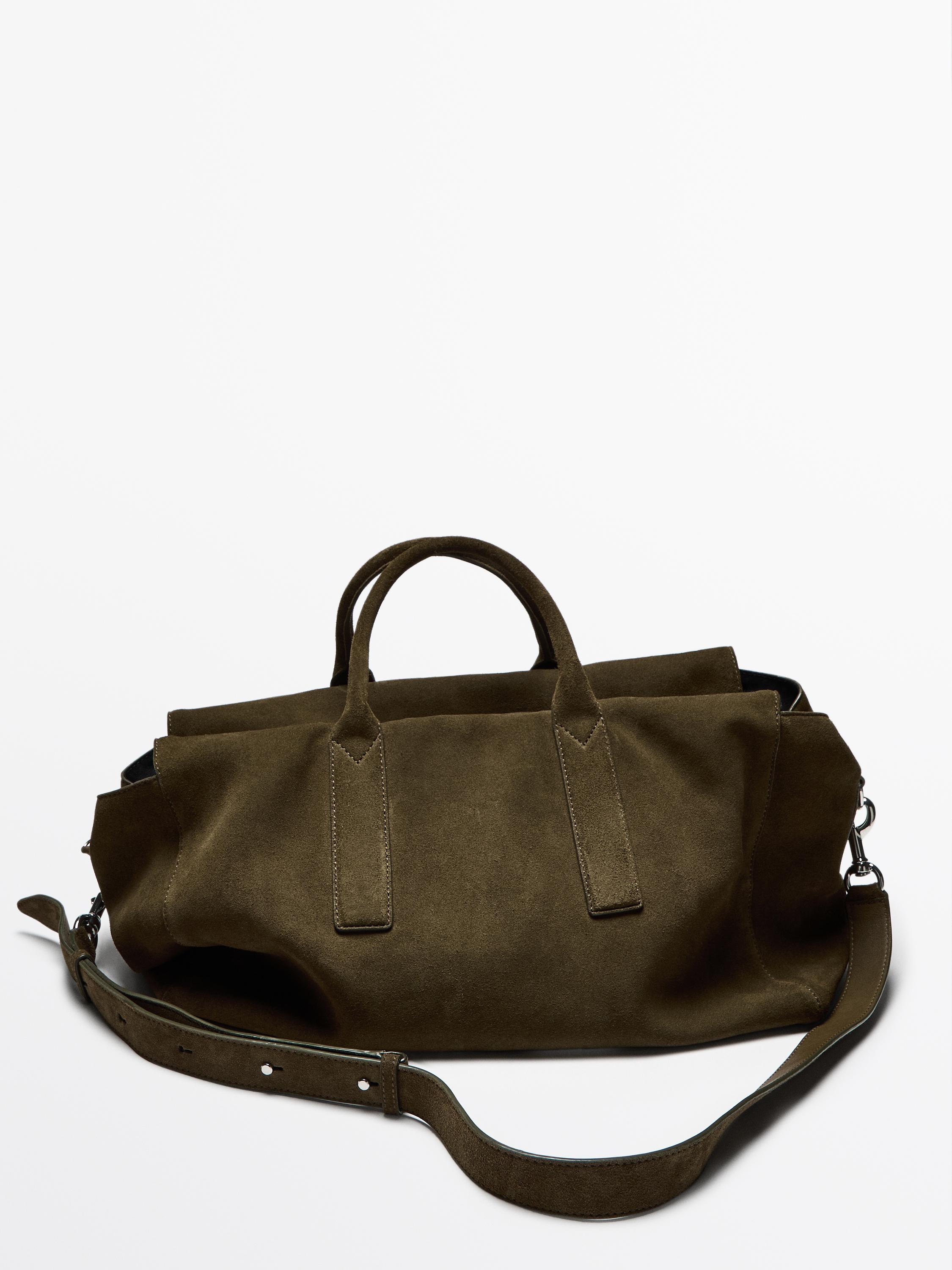 Split suede leather travel bag