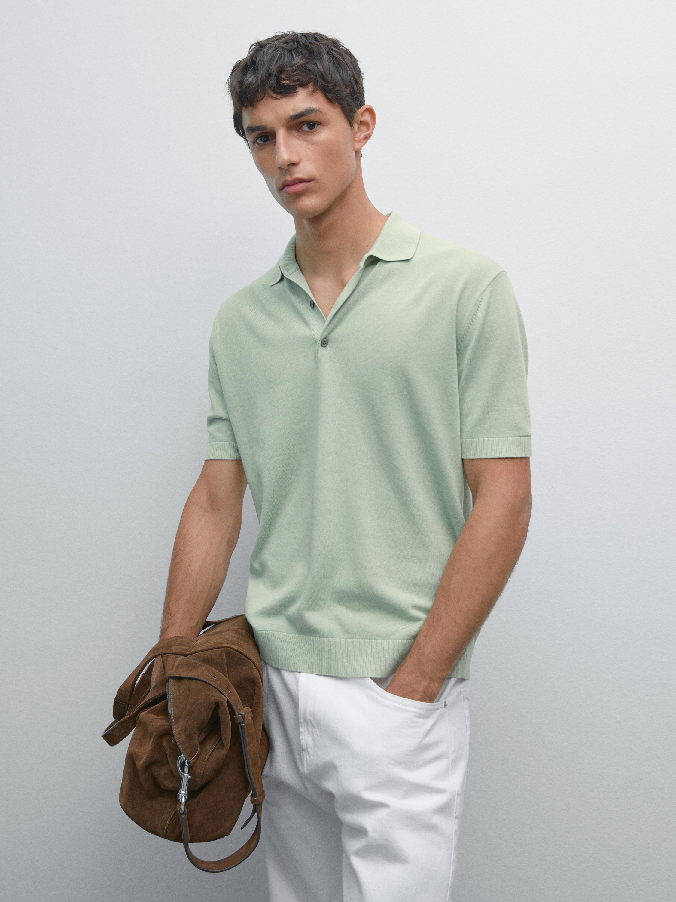 Short sleeve knit polo shirt