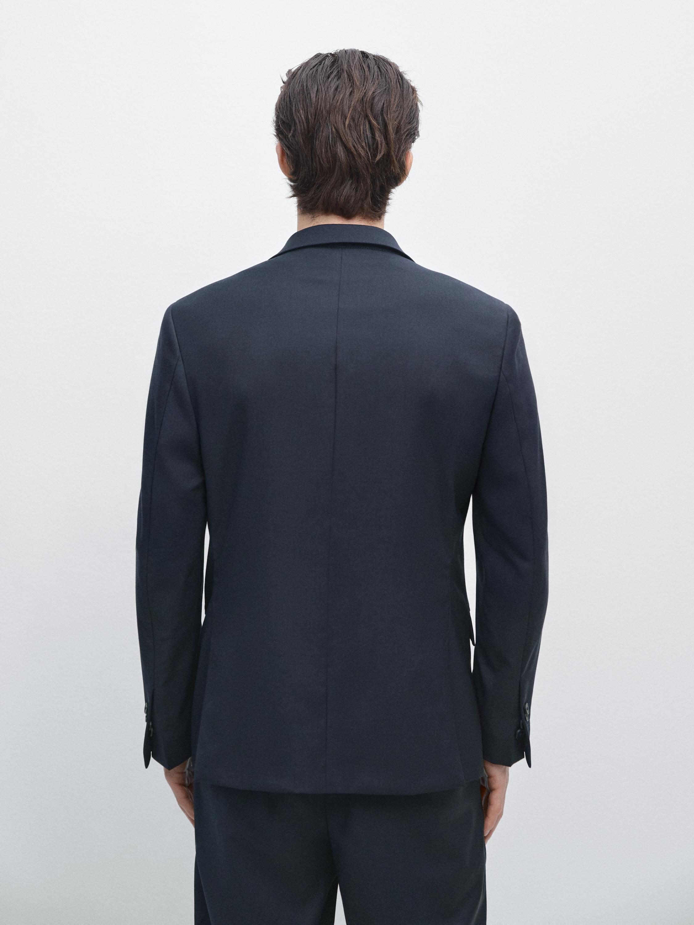 100% cool wool suit blazer — NAVY BLUE