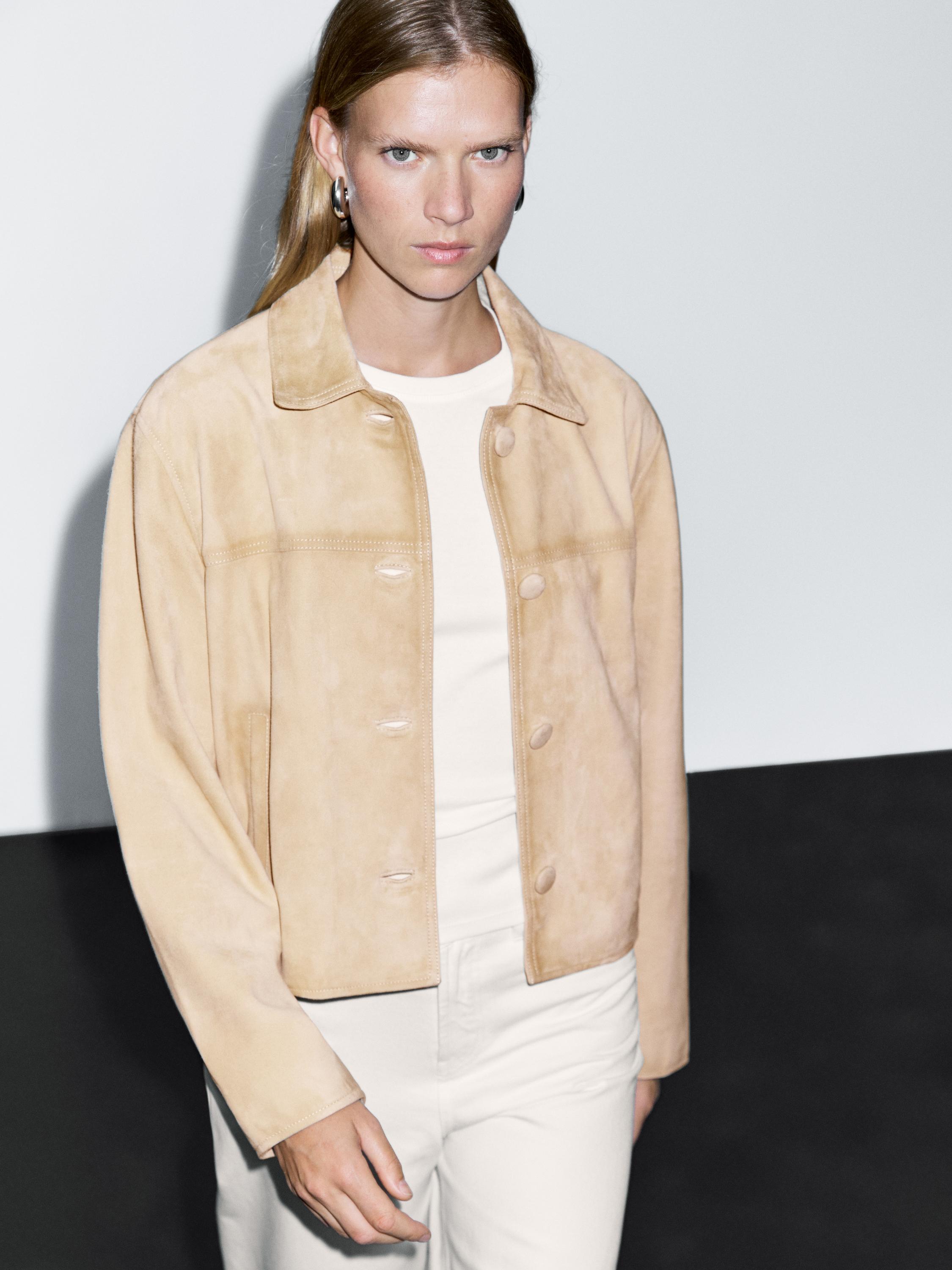 Short suede leather jacket