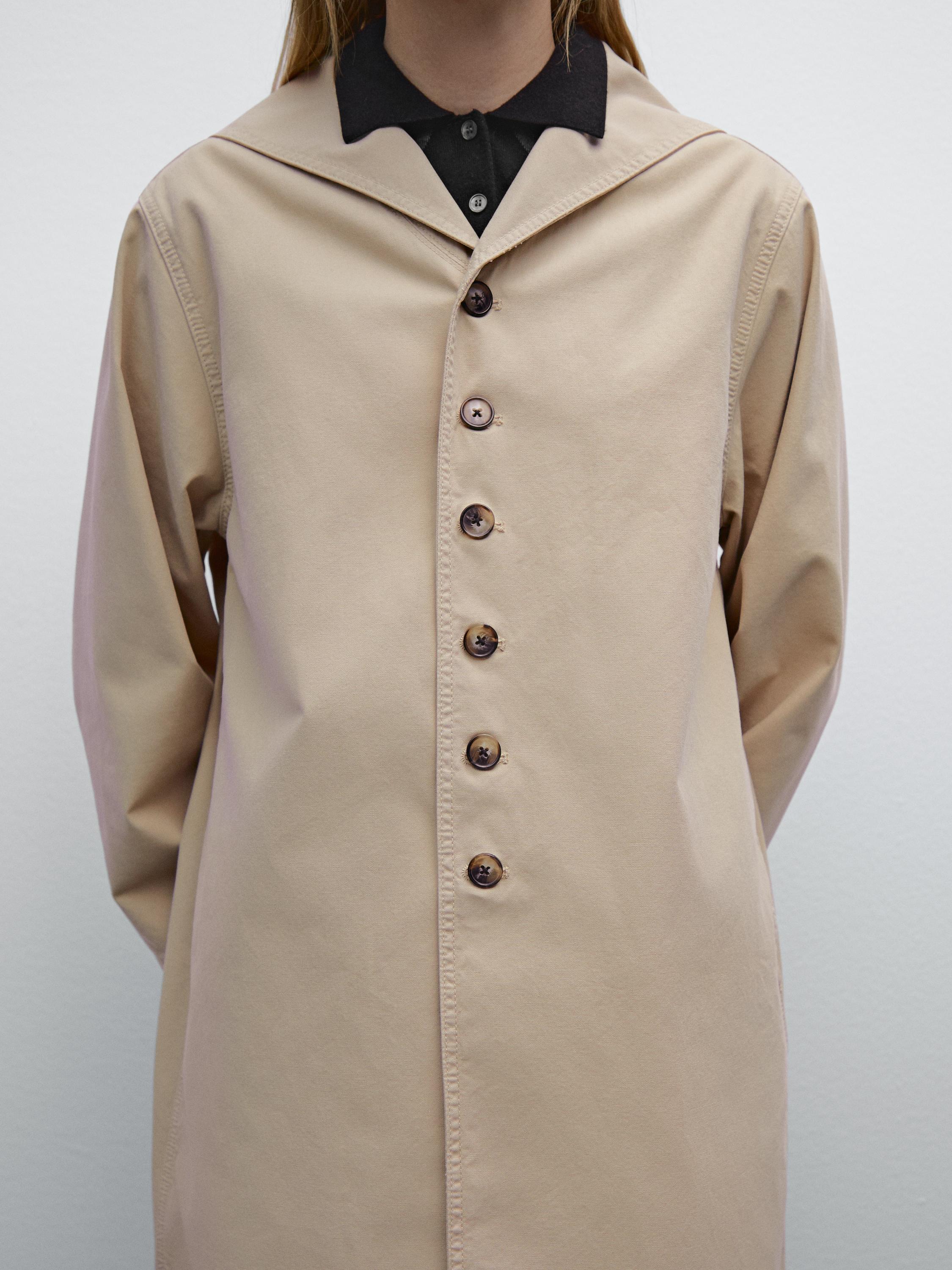100% cotton sailor collar trench coat