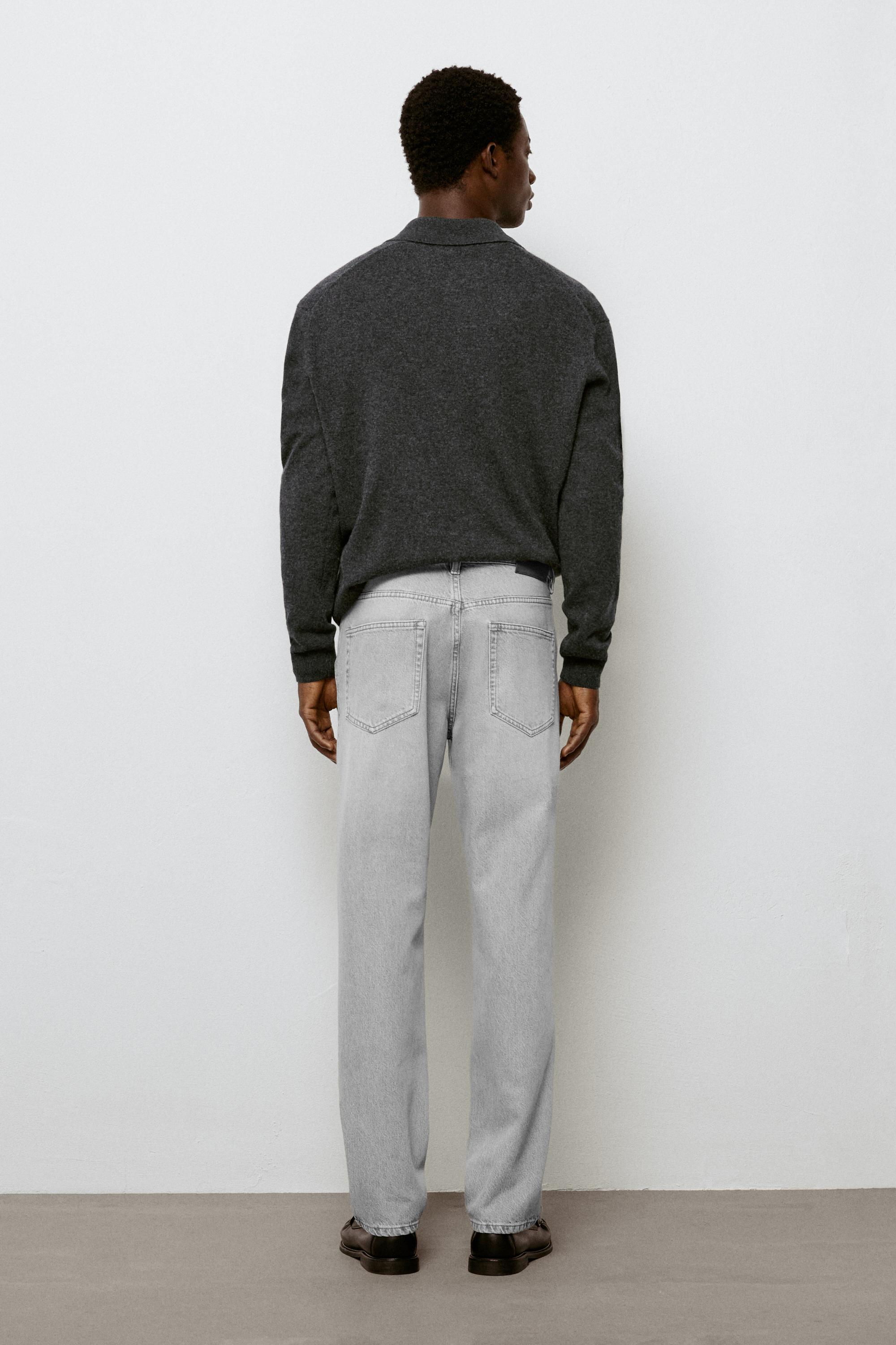 Stonewashed tapered-fit jeans — GREY MARL