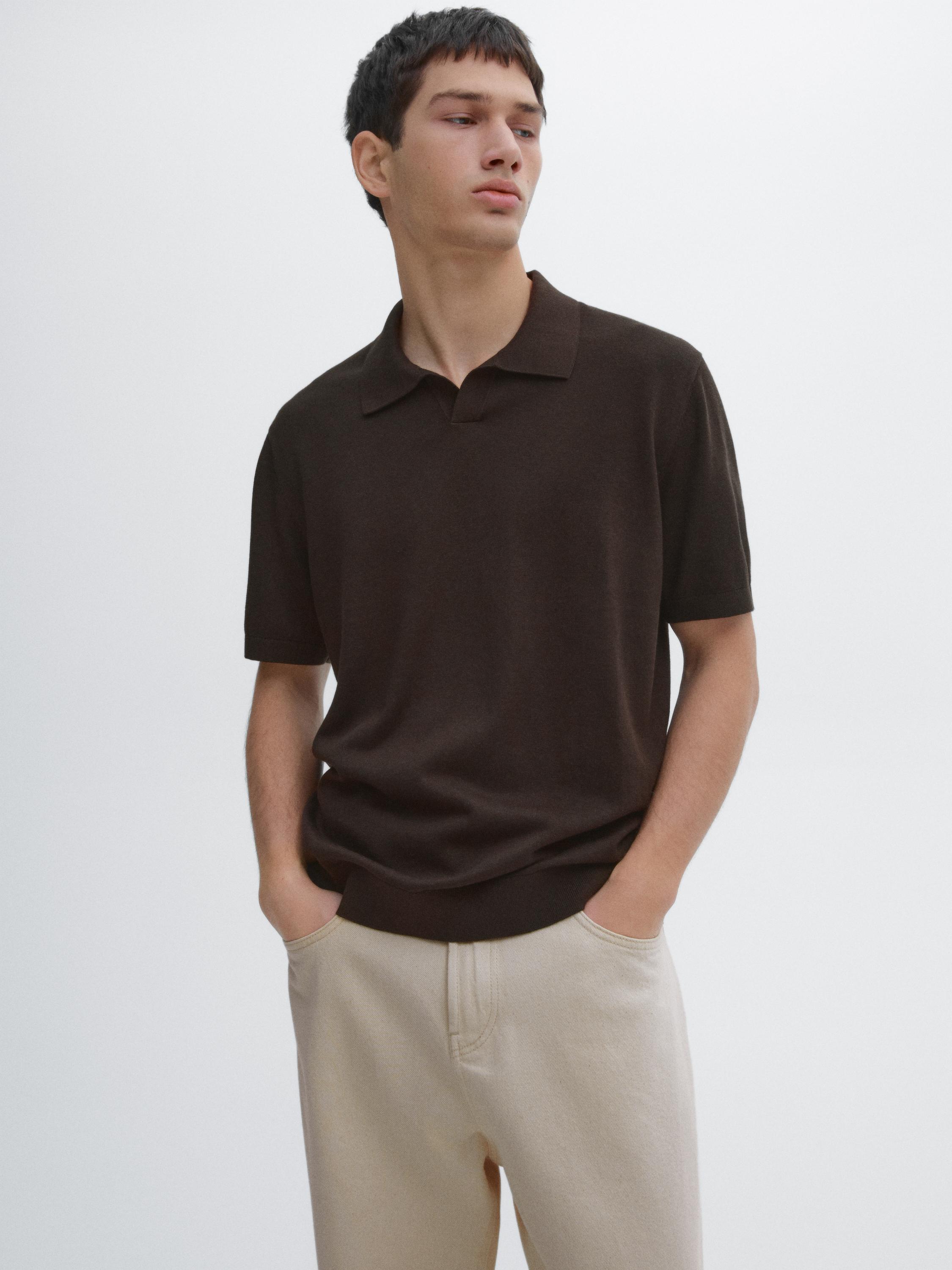 Short sleeve V-neck polo sweater