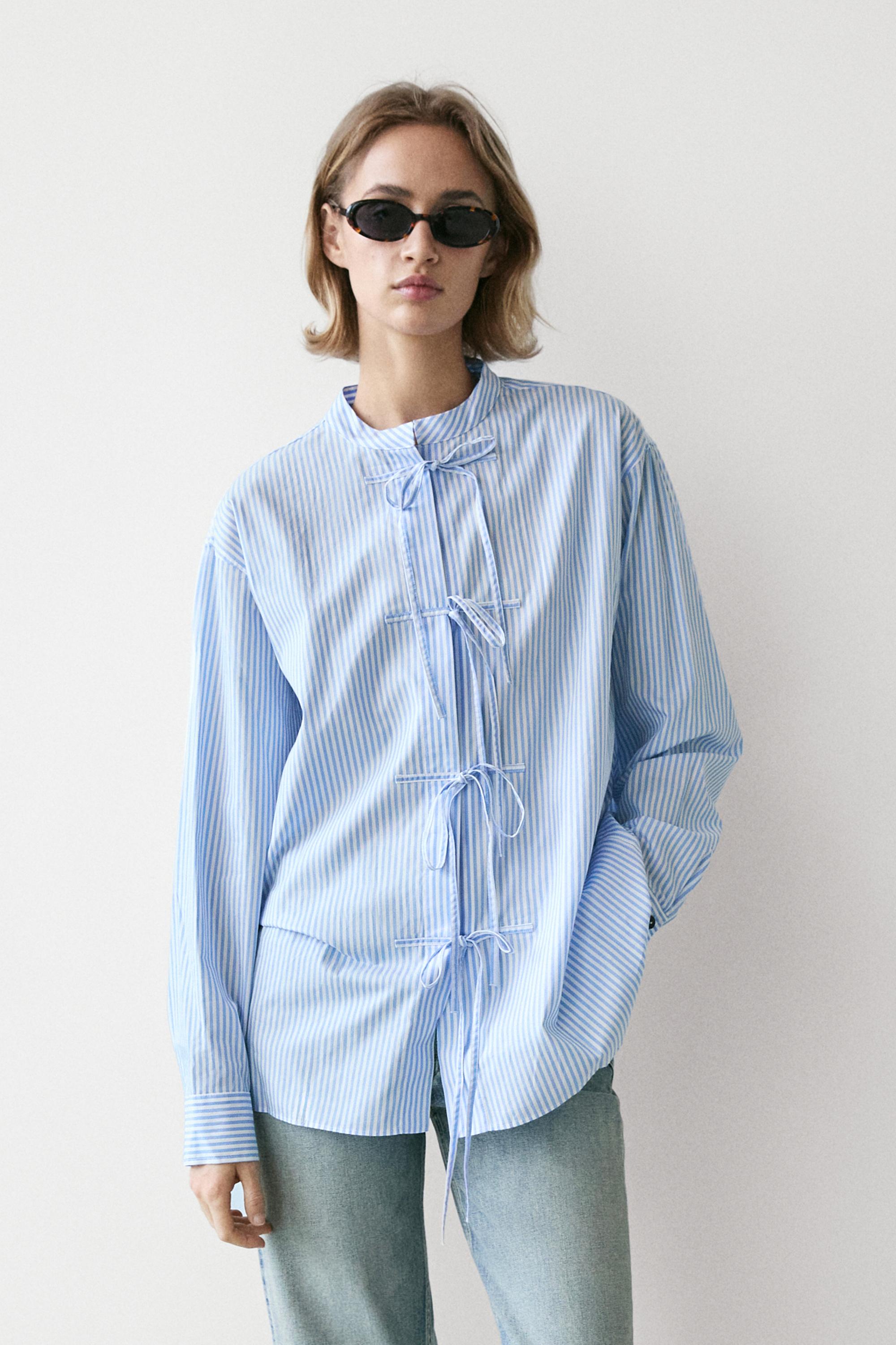 100% cotton striped shirt — SKY BLUE