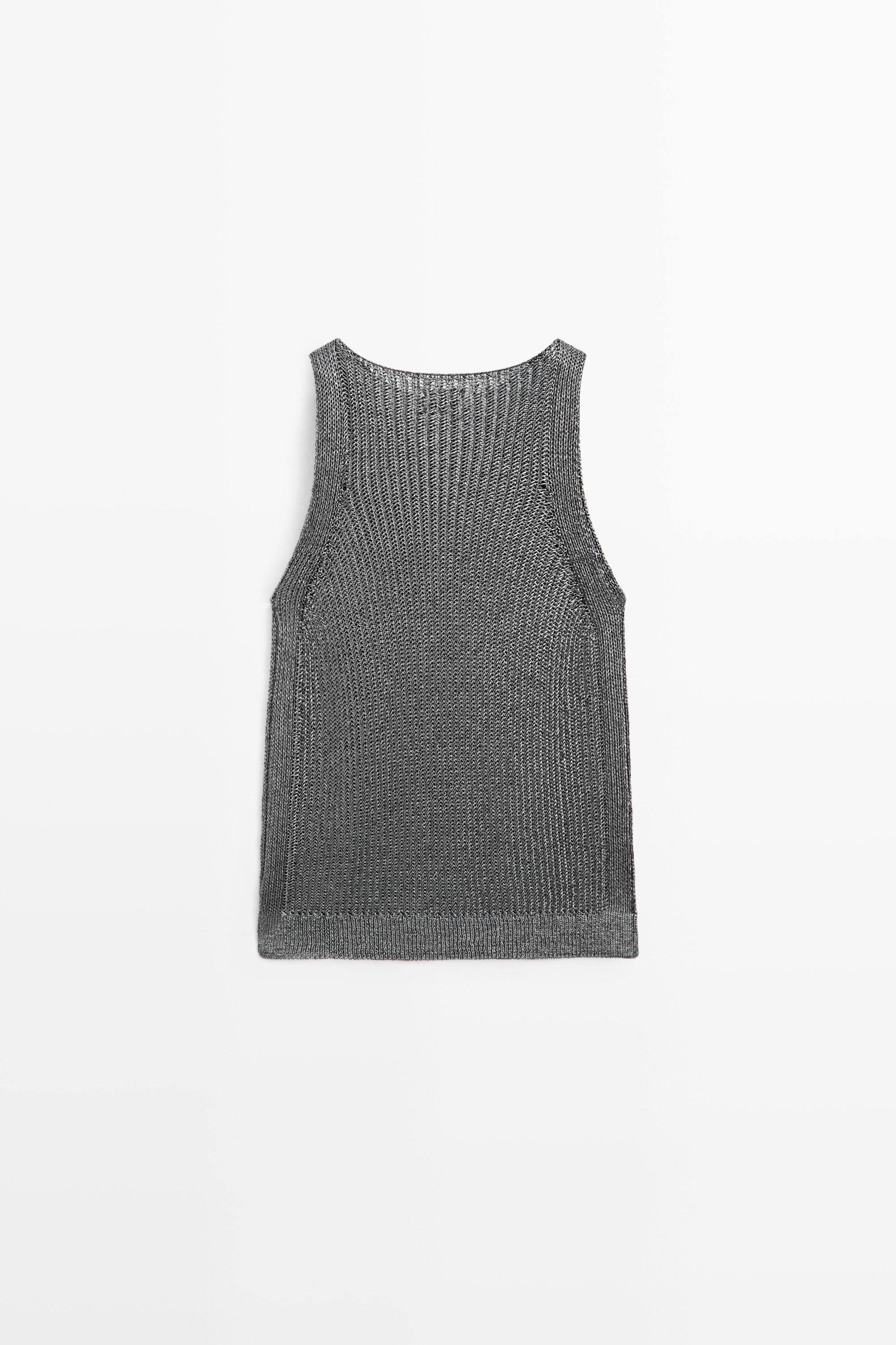 Metallic knit halter top - STUDIO — Silver