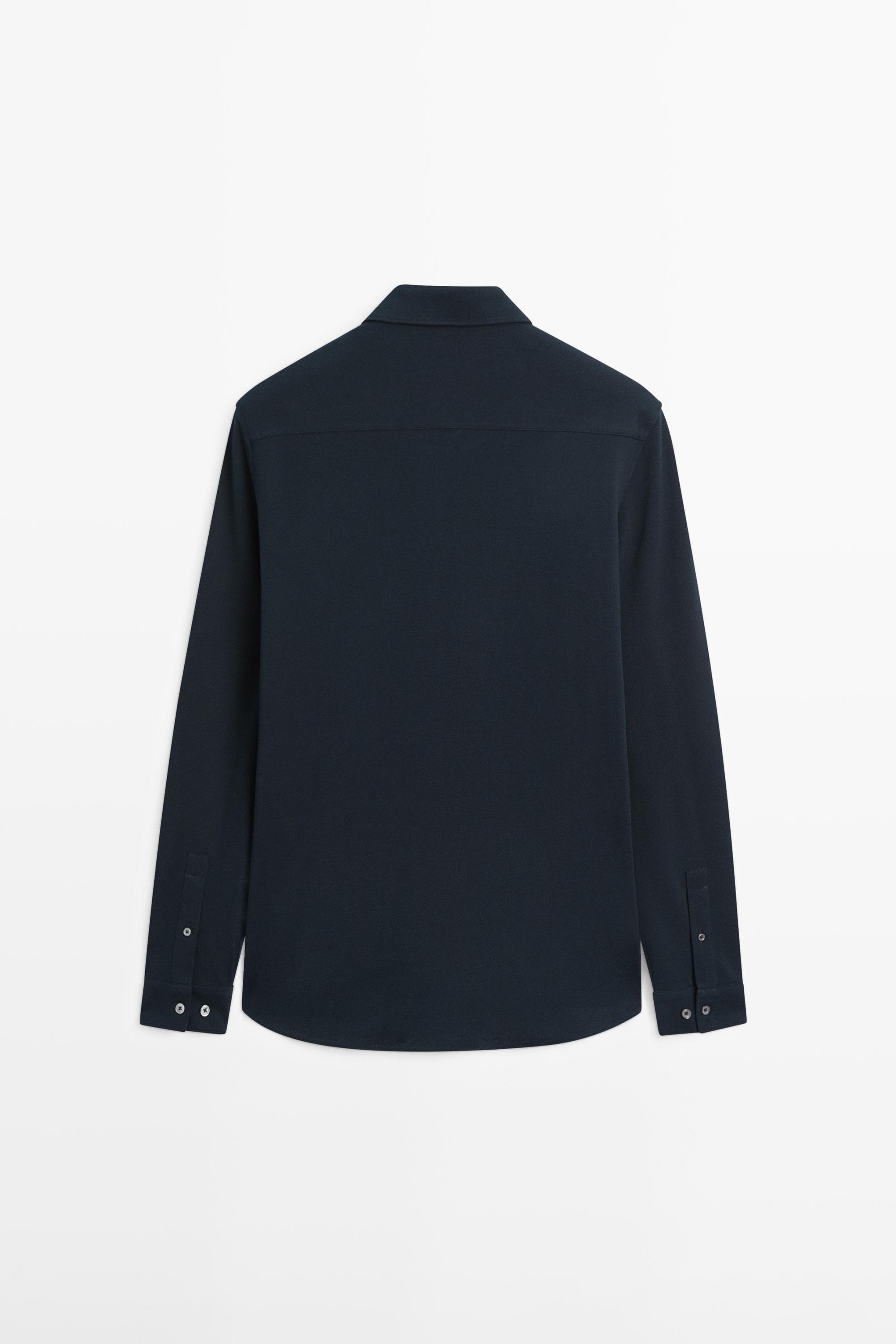 Regular fit melange shirt — NAVY BLUE