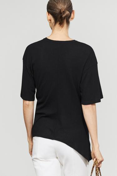 Asymmetric knot-detail T-shirt — BLACK 8