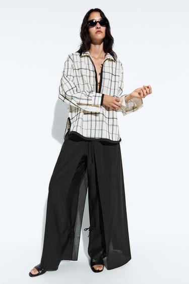 Cotton blend check shirt — WHITE 1