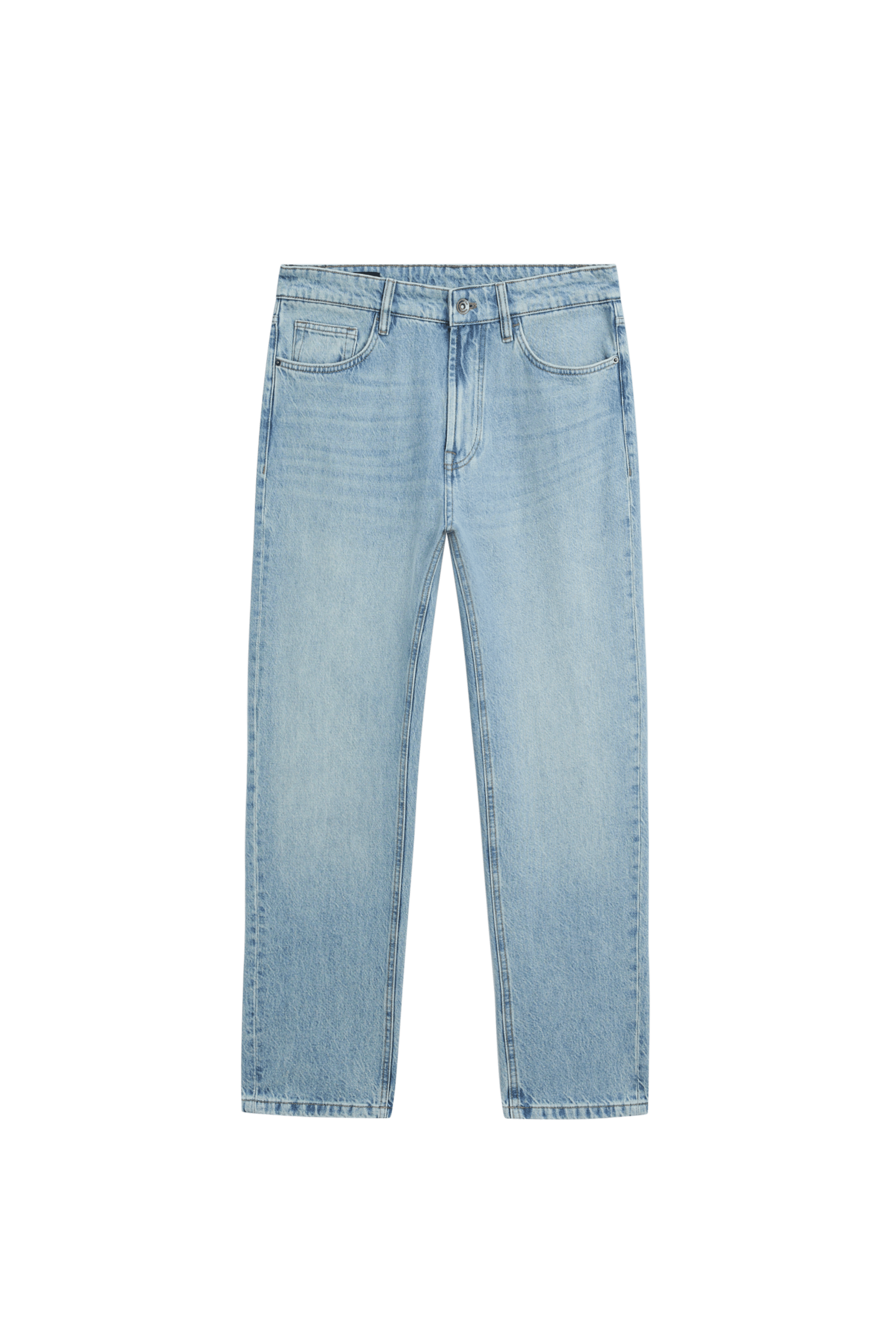 Massimo Dutti Tapered fit soluk efektli jean görsel 3