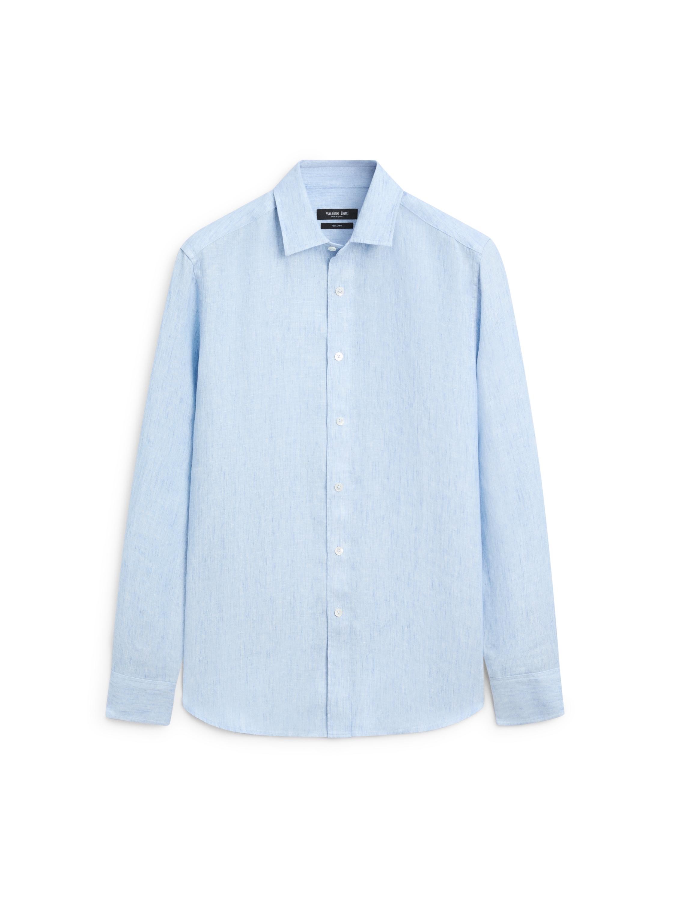 100% linen regular fit shirt — Light Blue