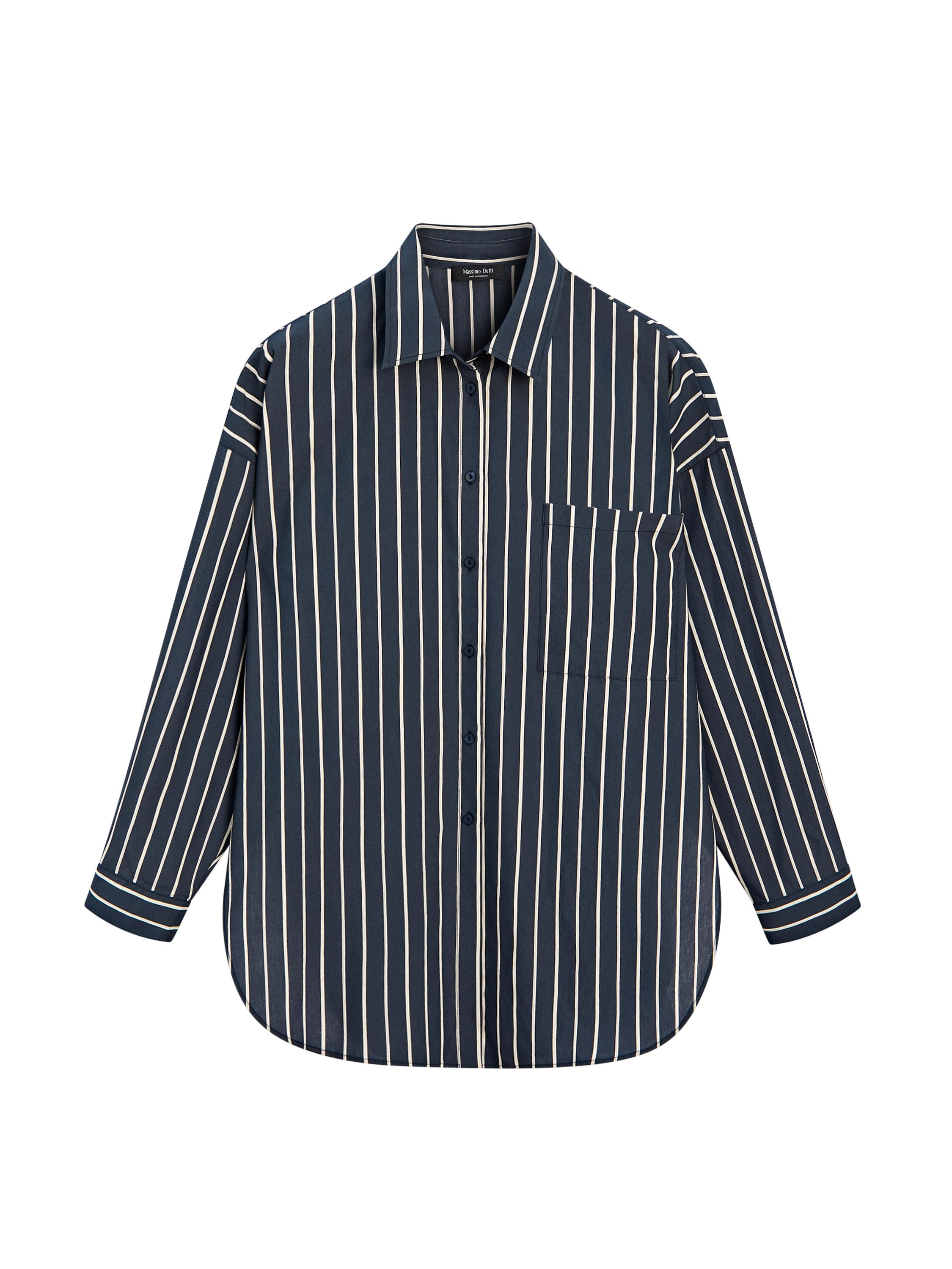 Dökümlü çizgili cep detaylı gömlek