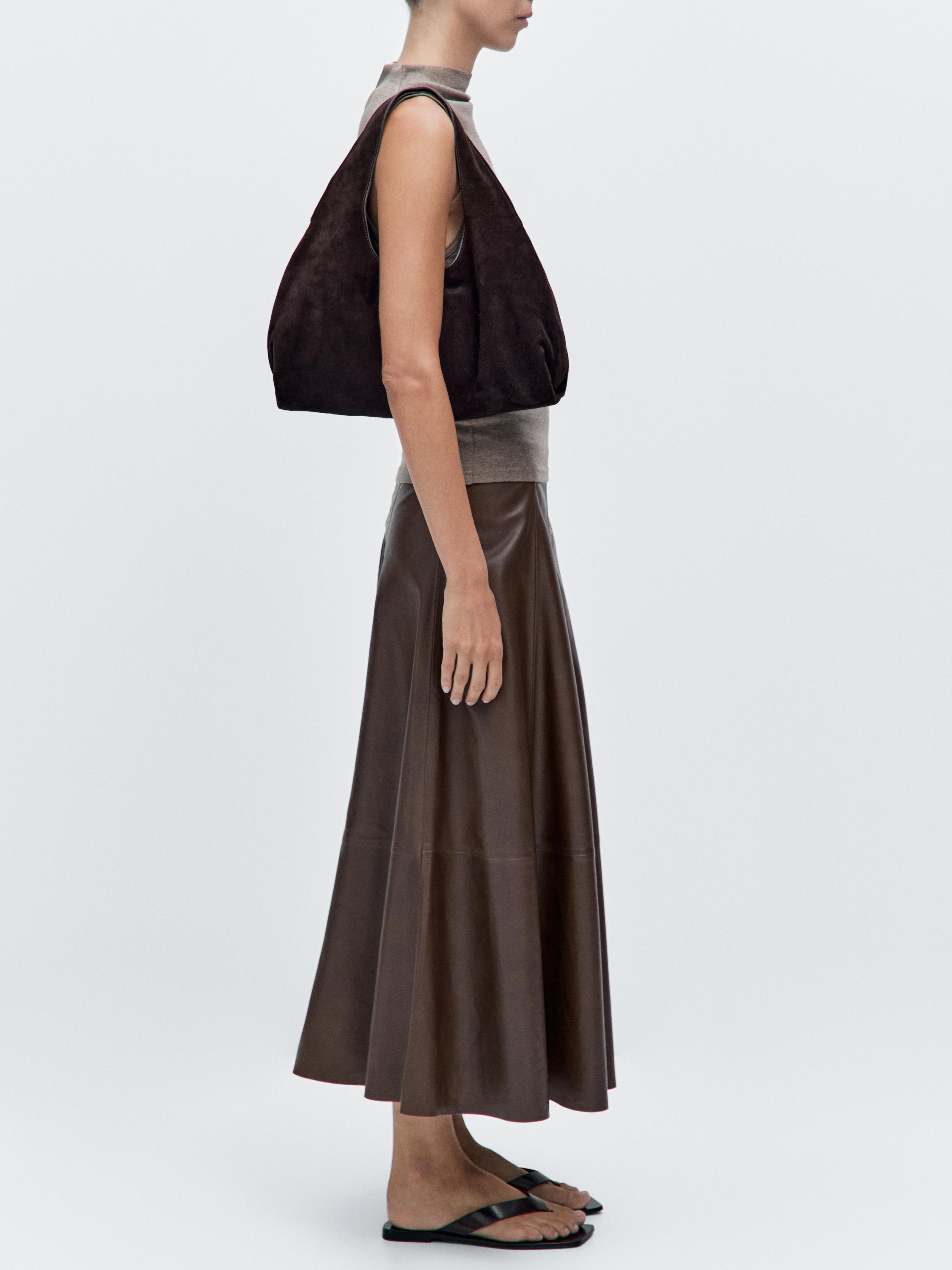Medium split leather lady bag — BROWN