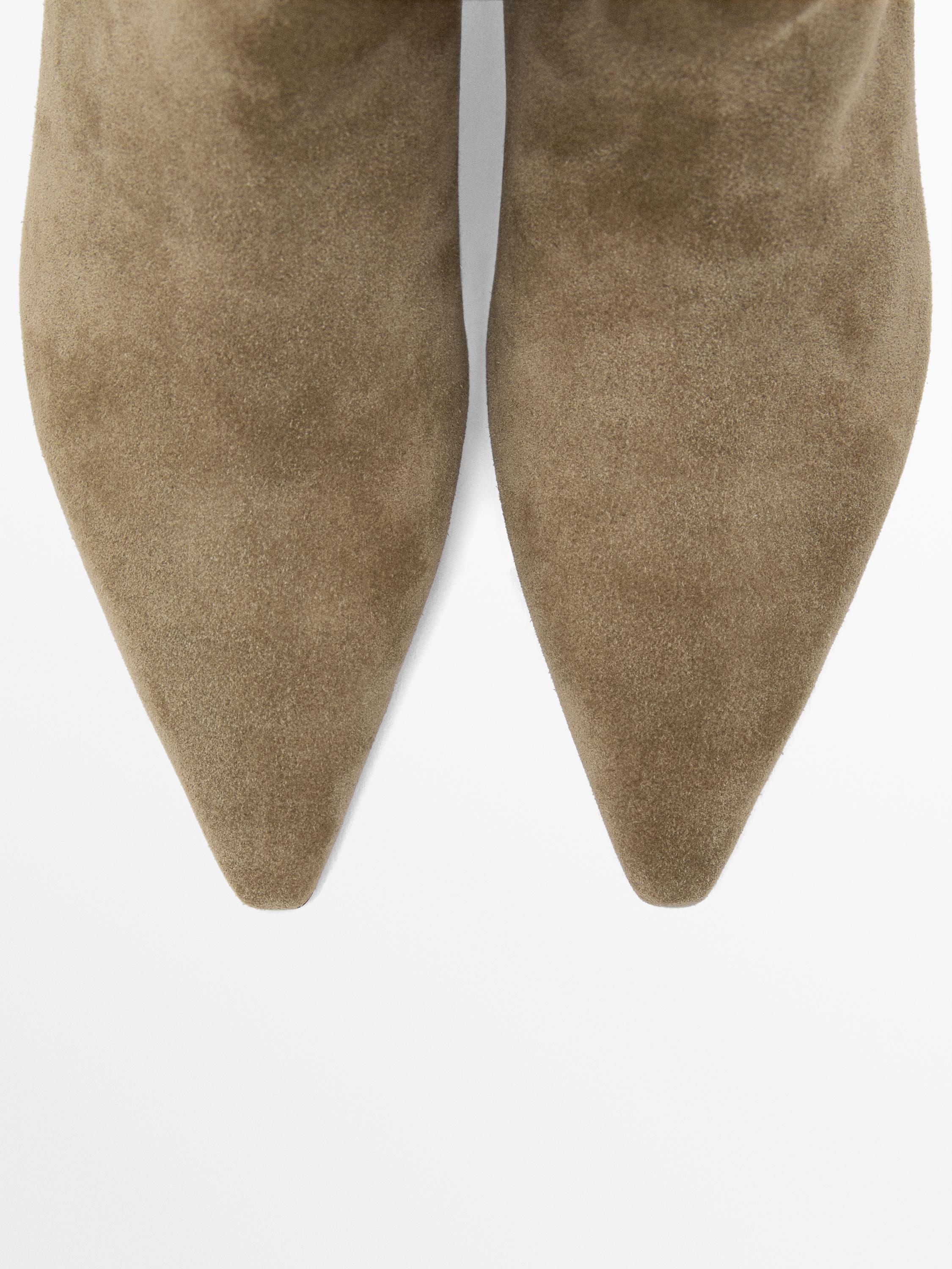 Split leather heeled boots