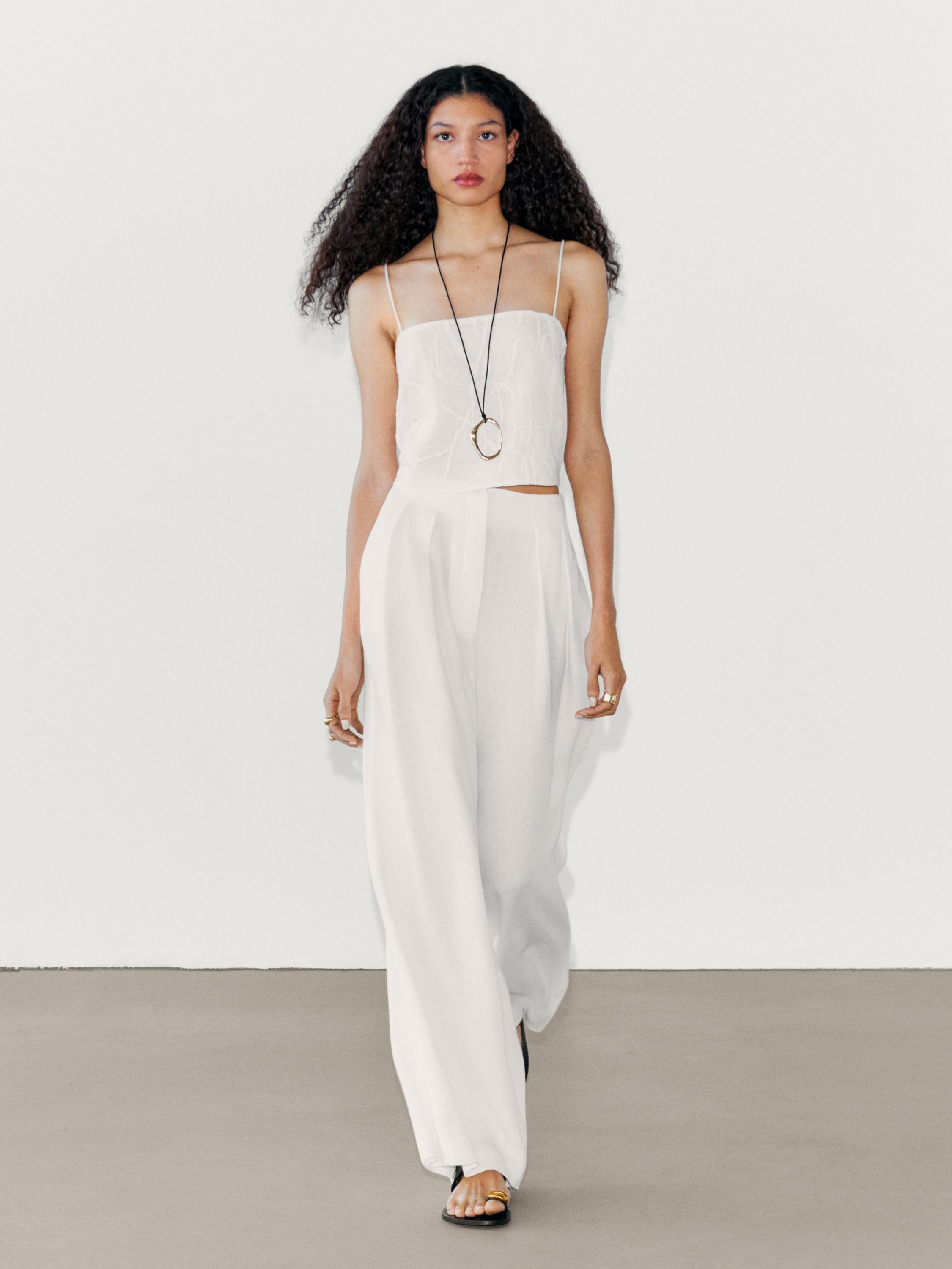 Smart wide-leg trousers with double dart detail