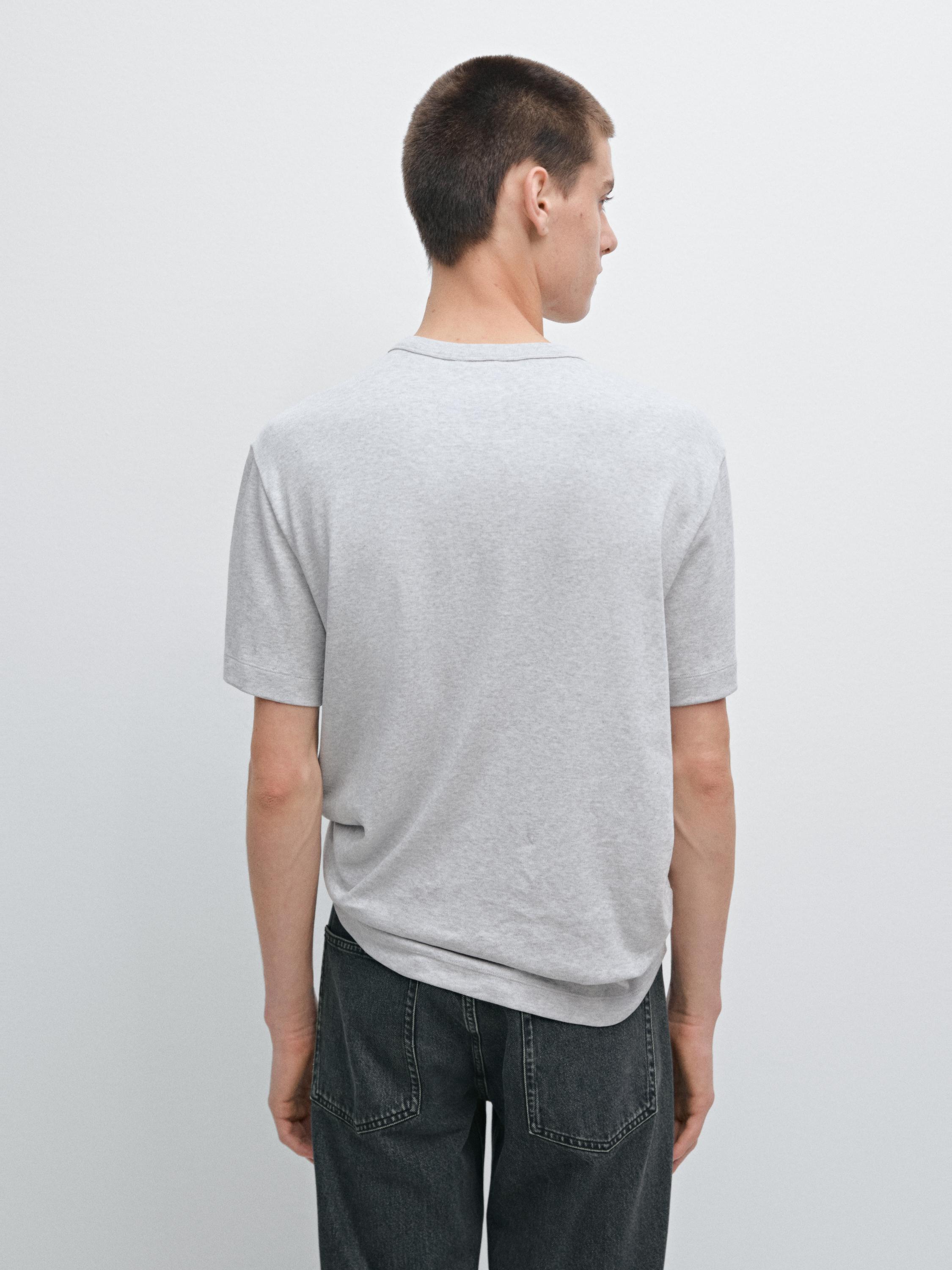 100% cotton short-sleeve T-shirt — GREY MARL