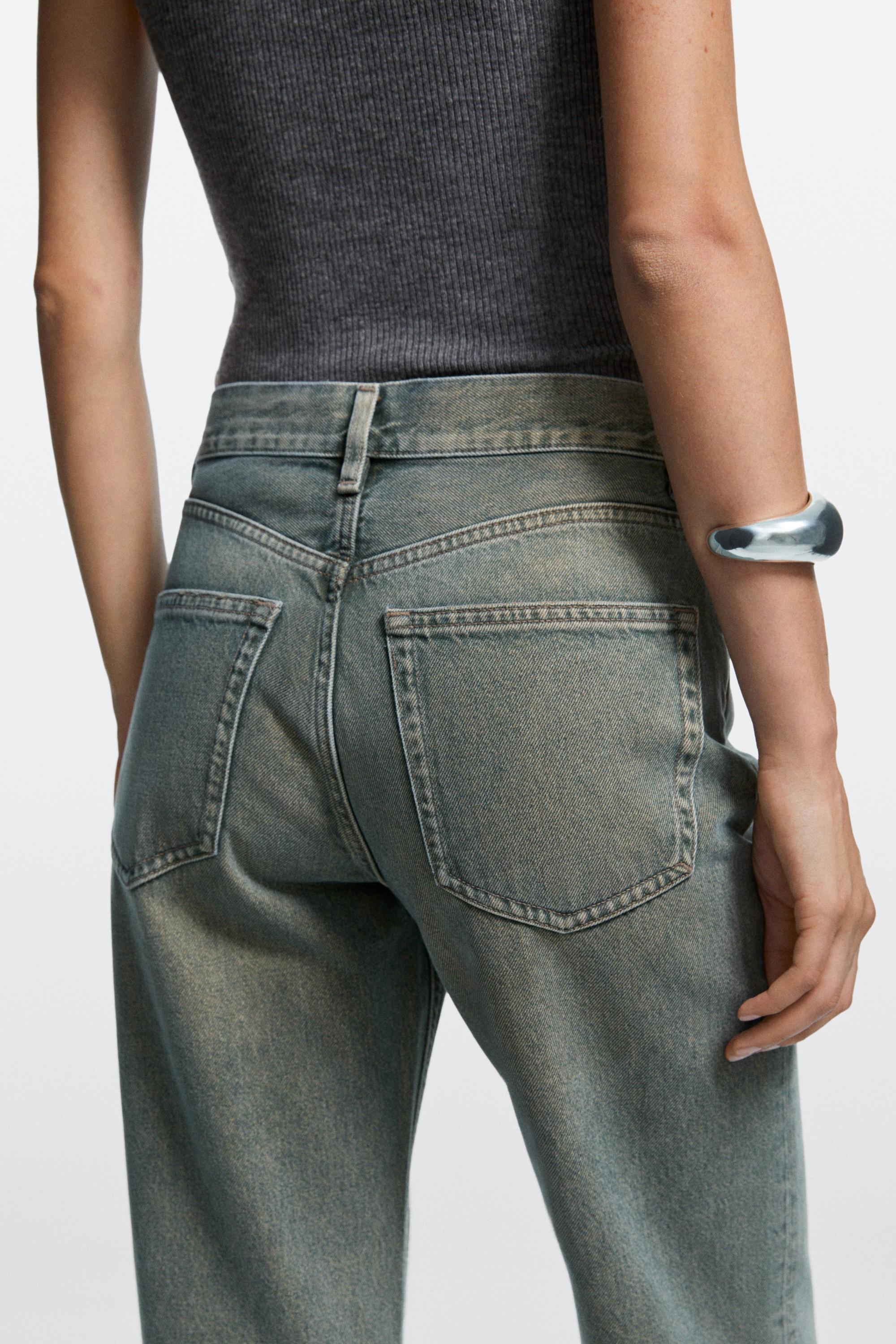 High-waist straight-leg jeans — BLUE
