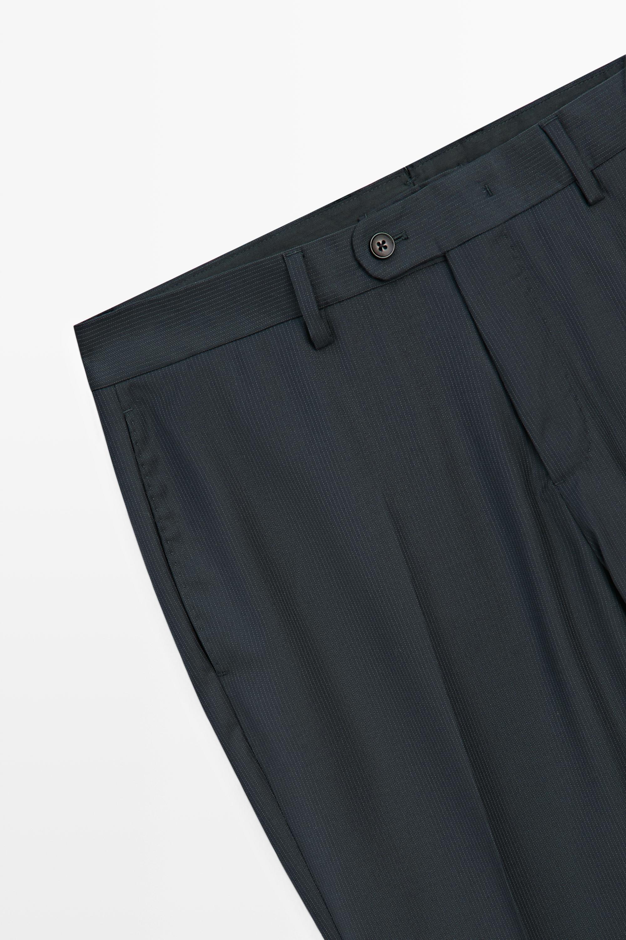 Striped wool blend suit trousers — NAVY BLUE