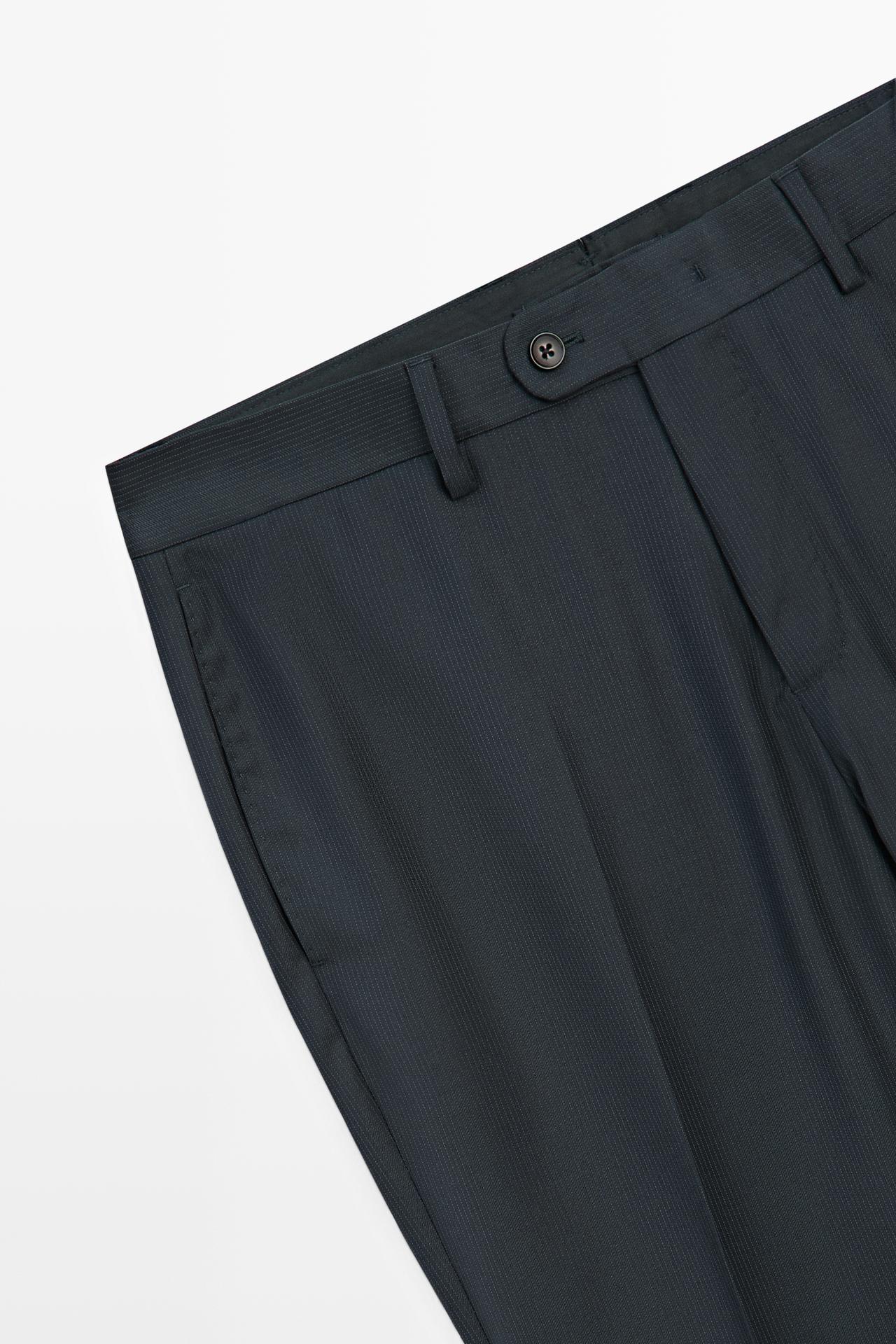 Striped wool blend suit trousers — NAVY BLUE