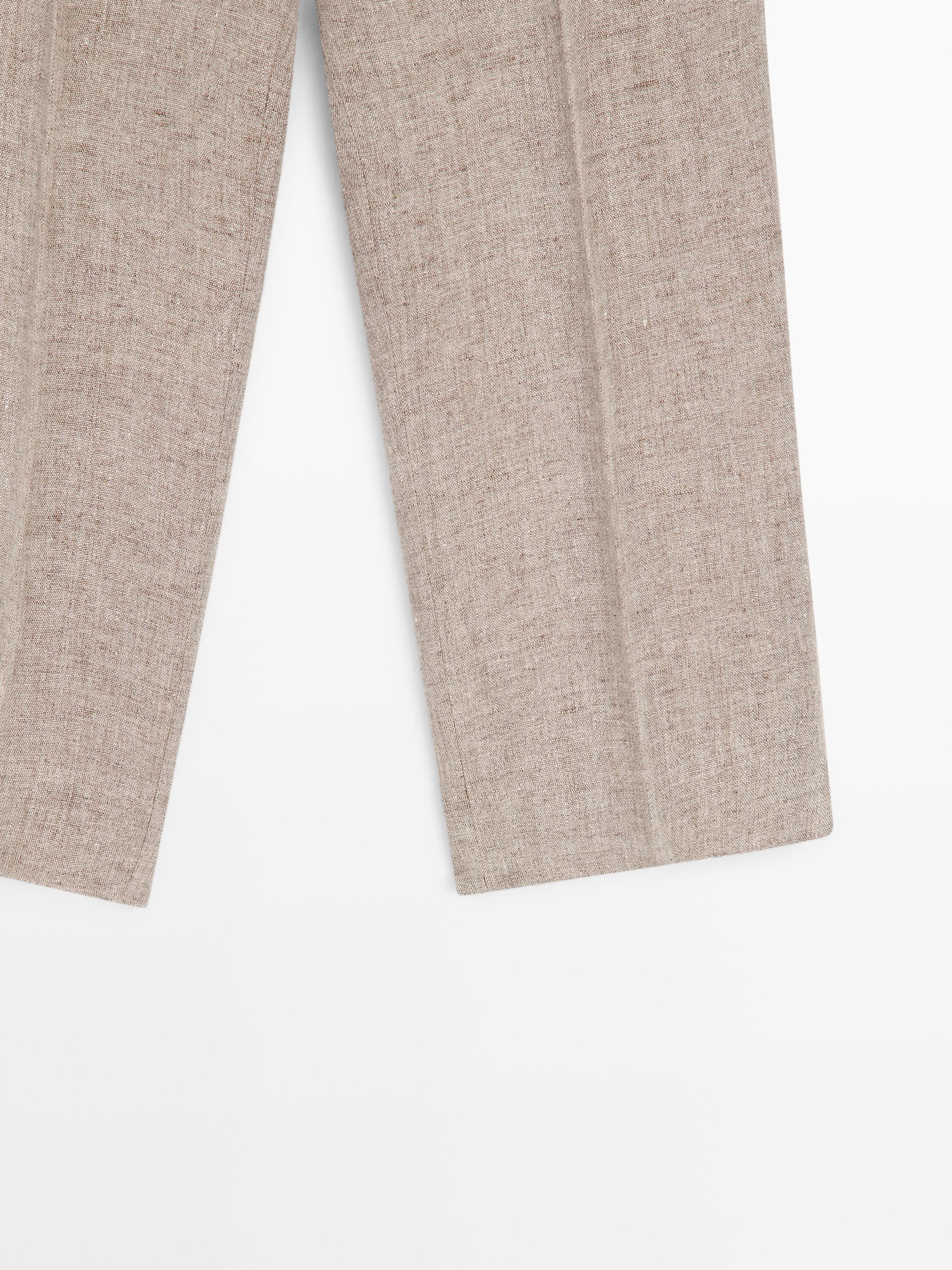 Linen melange capris — BEIGE