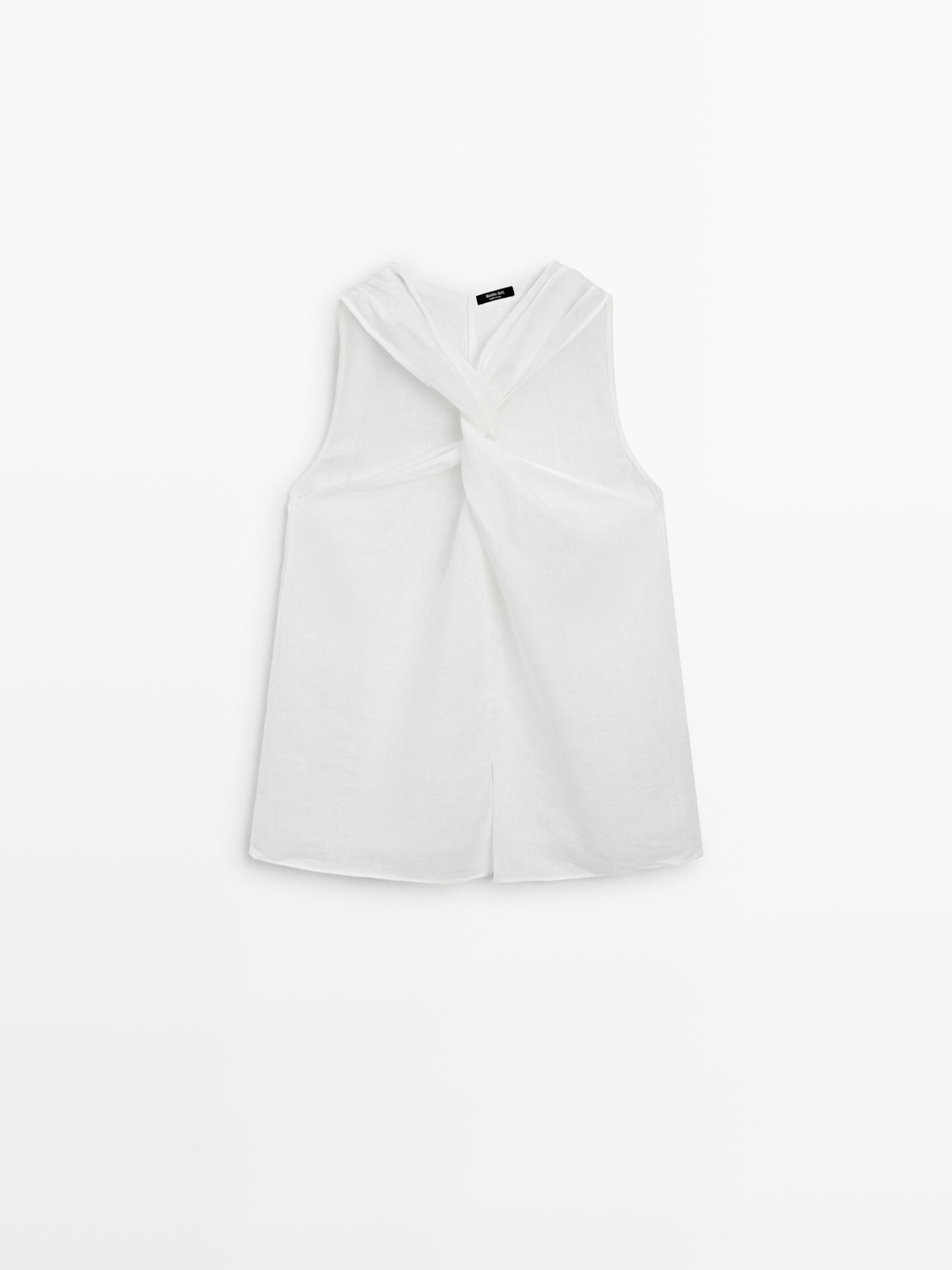 100% linen crossover top