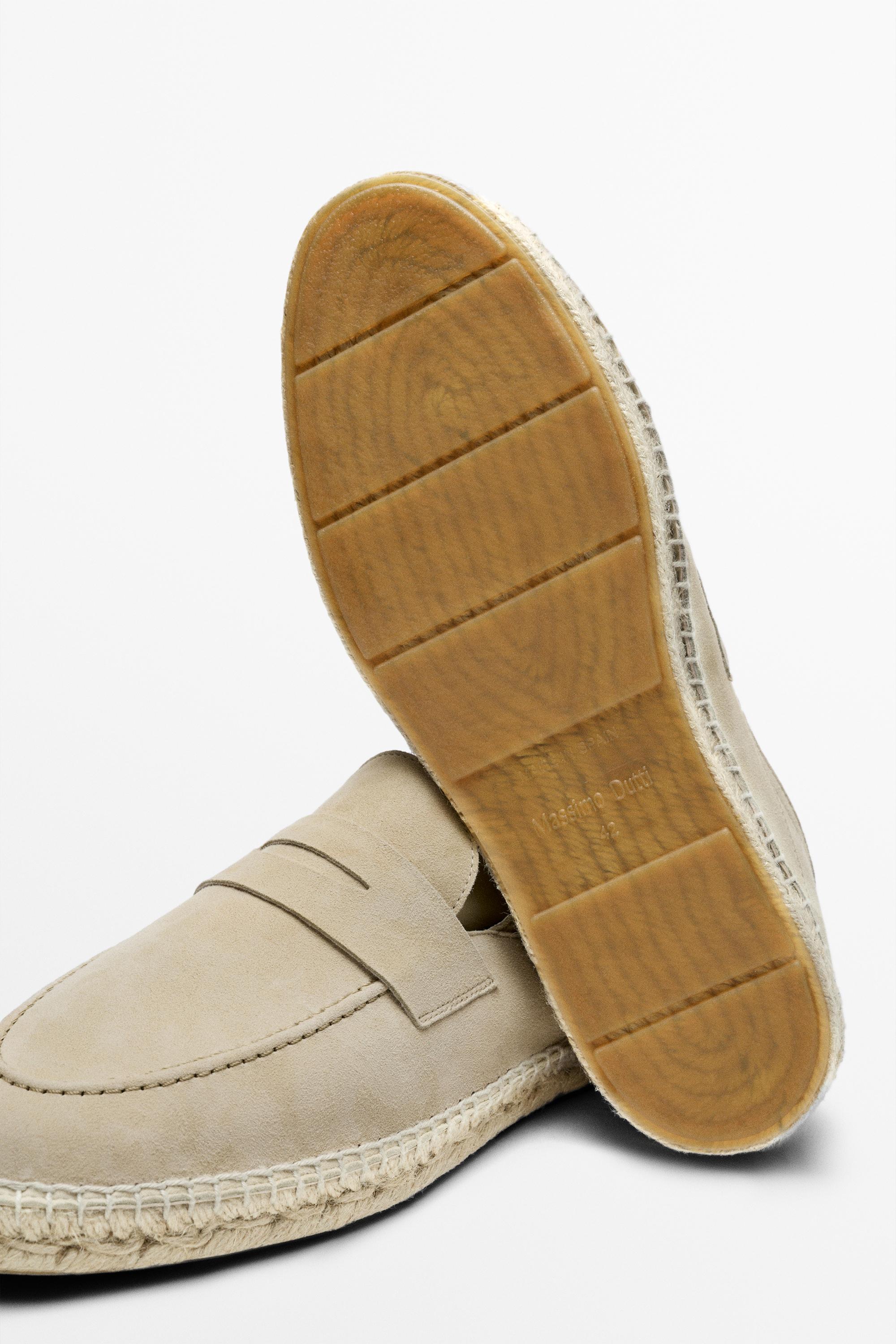 Suede penny strap espadrilles — BEIGE