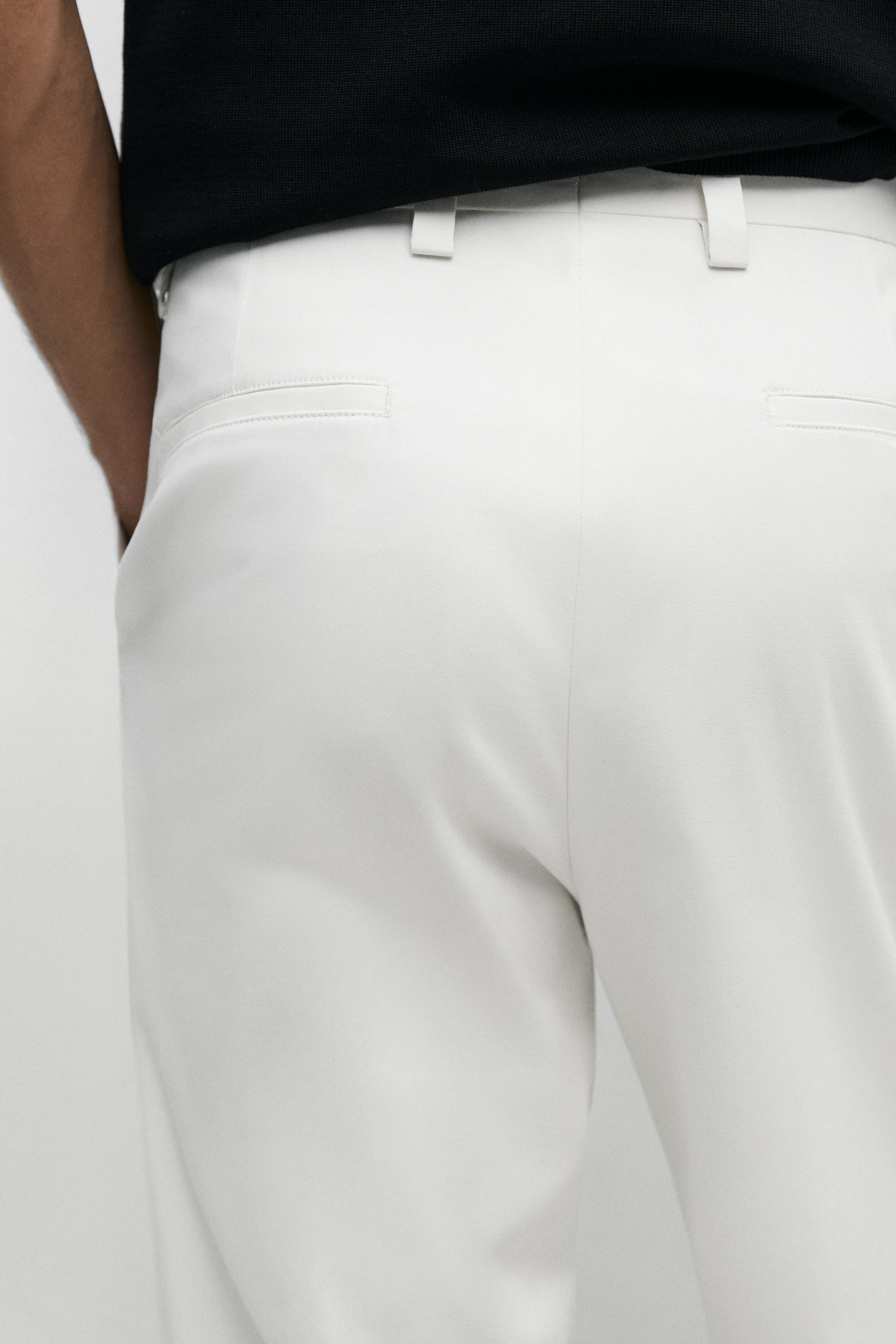 Cotton blend darted trousers — WHITE