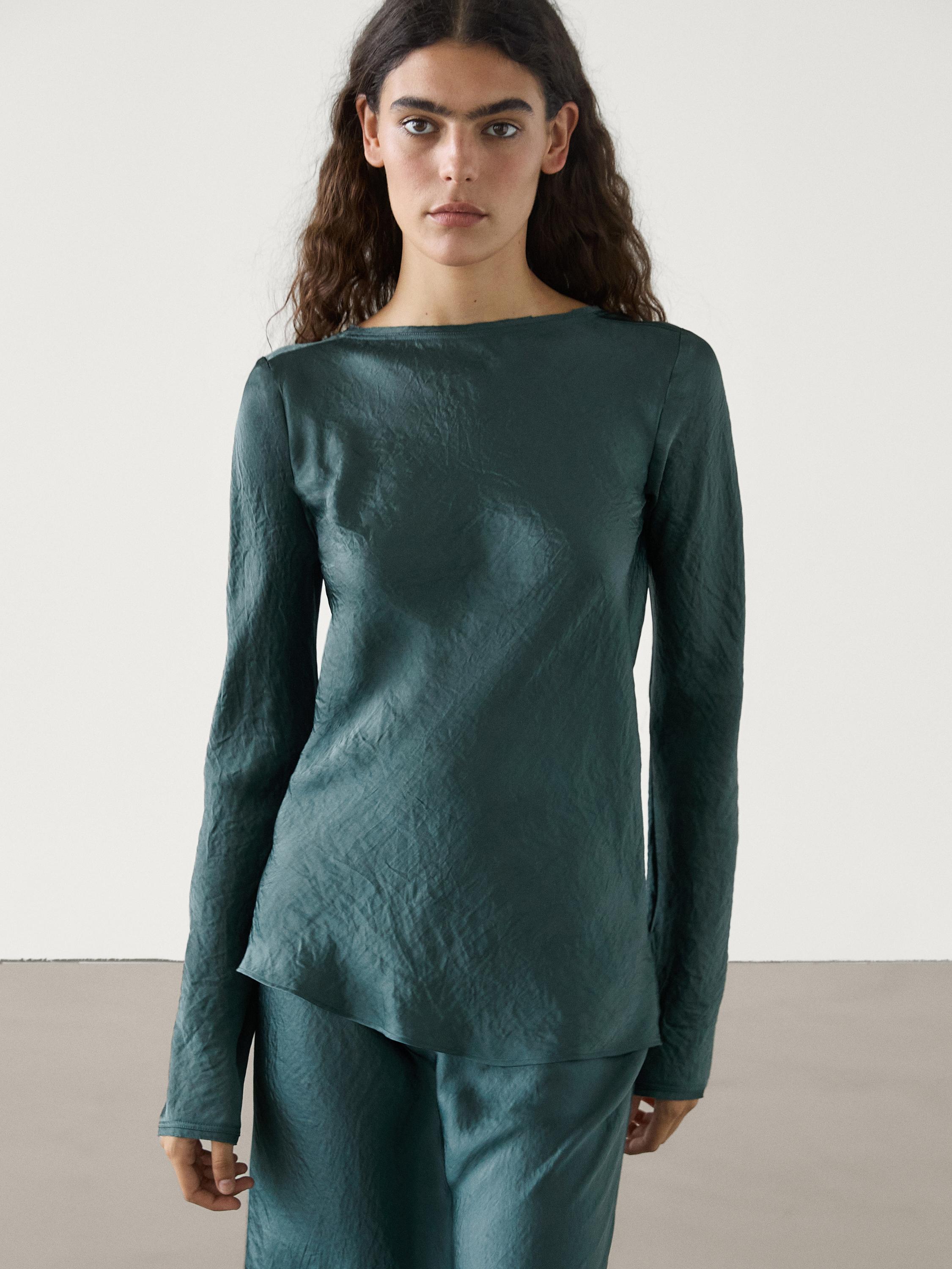 Chemise satinée à manches longues ensemble