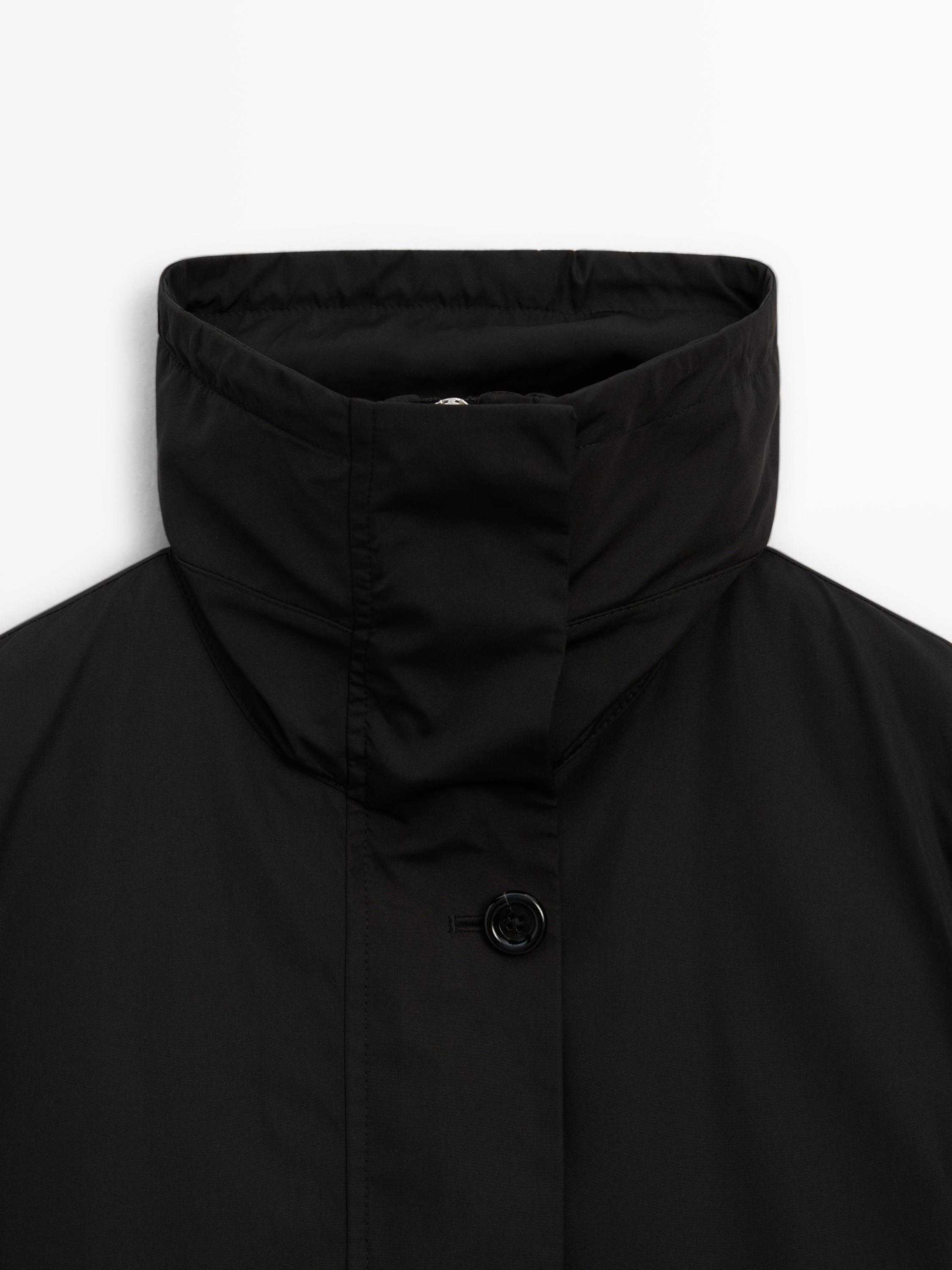 Water-repellent parka with detachable inner gilet — BLACK