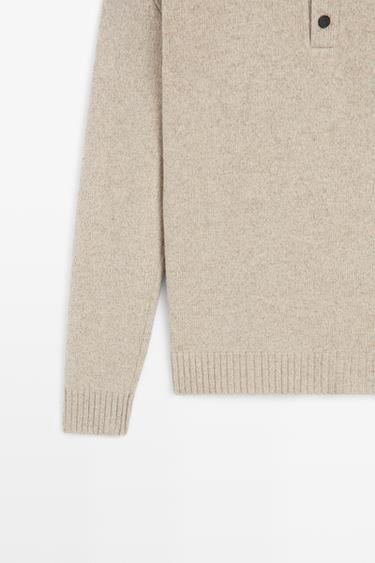 100% wool knit polo sweater — Light Beige 7