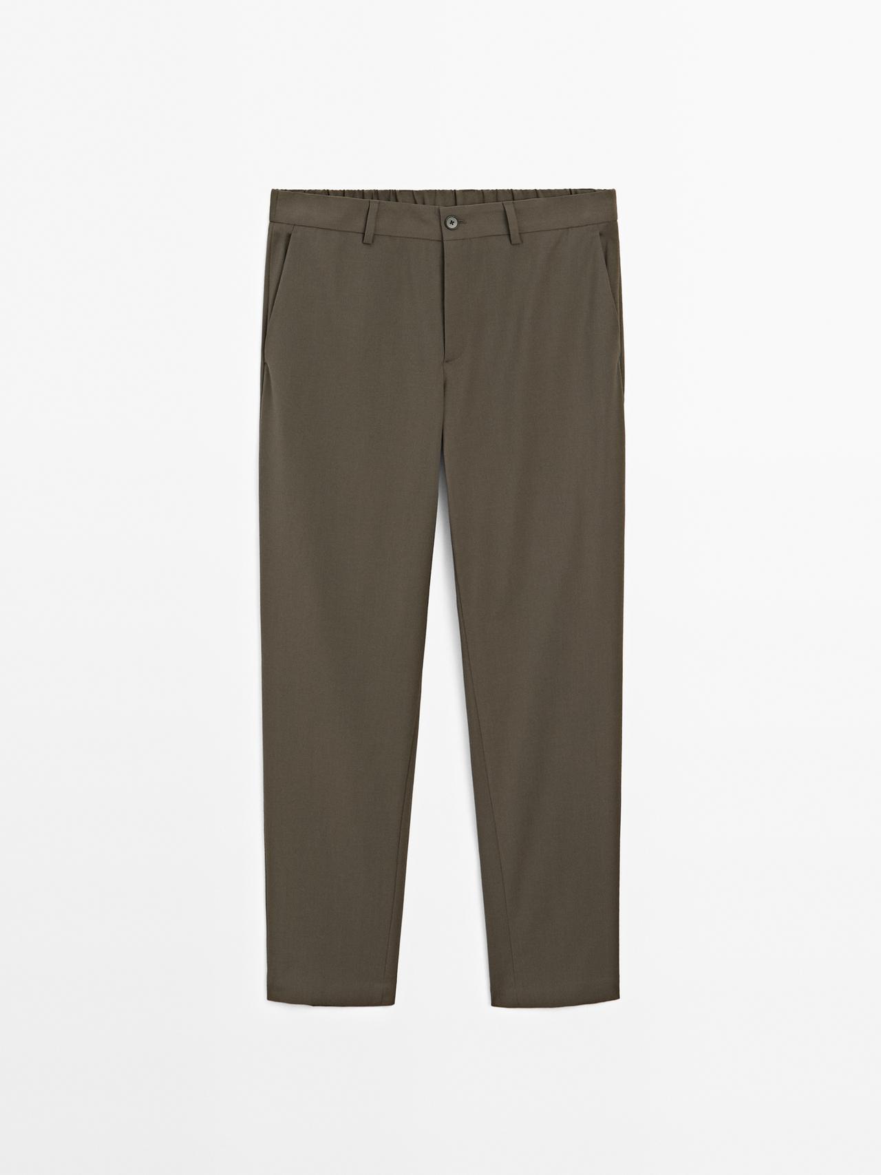 Massimo Dutti - Herre - Total Look Bukser I Uldblanding - Kaki - 48