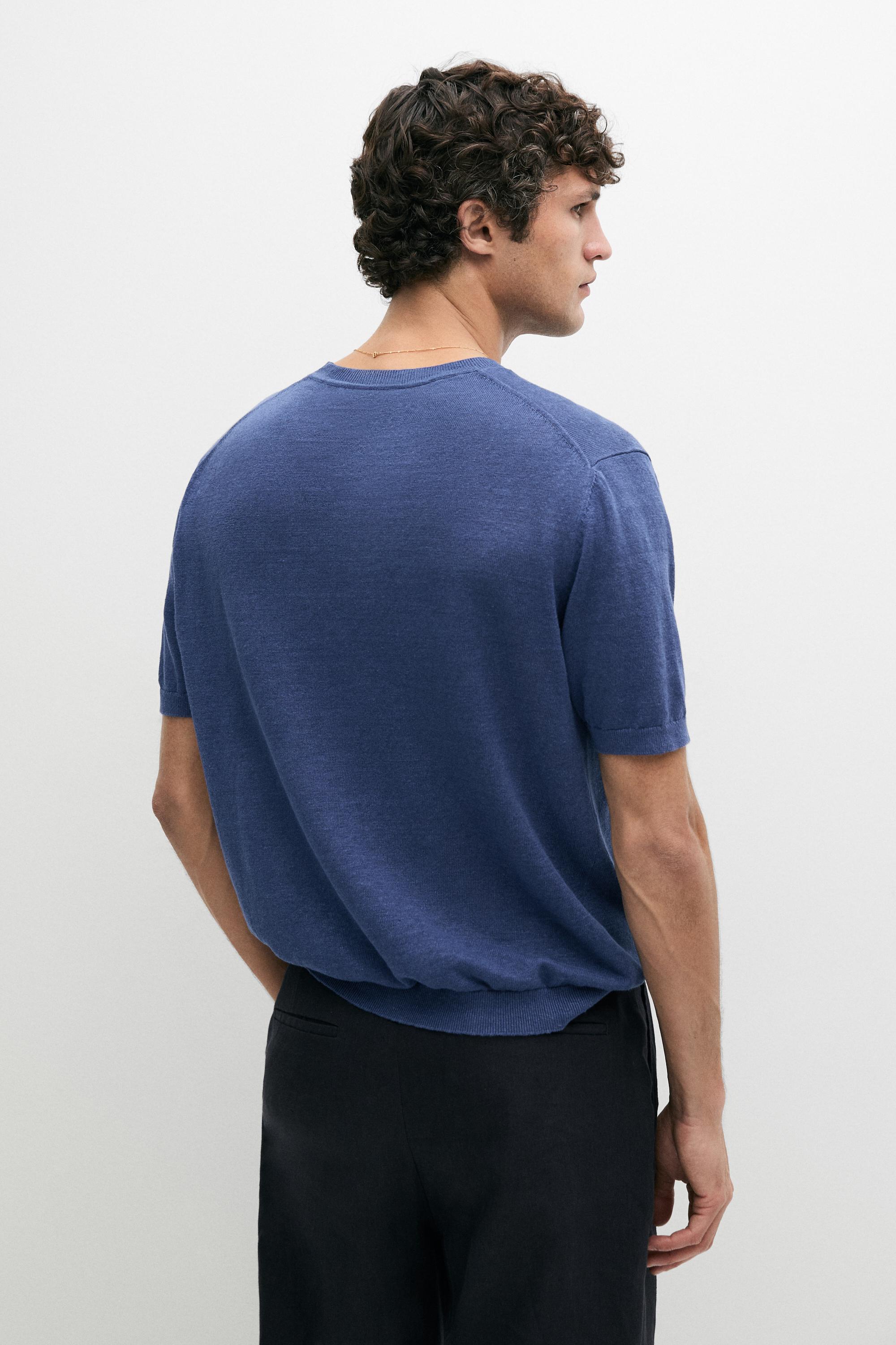 Lightweight 100% linen knit T-shirt — BLUISH