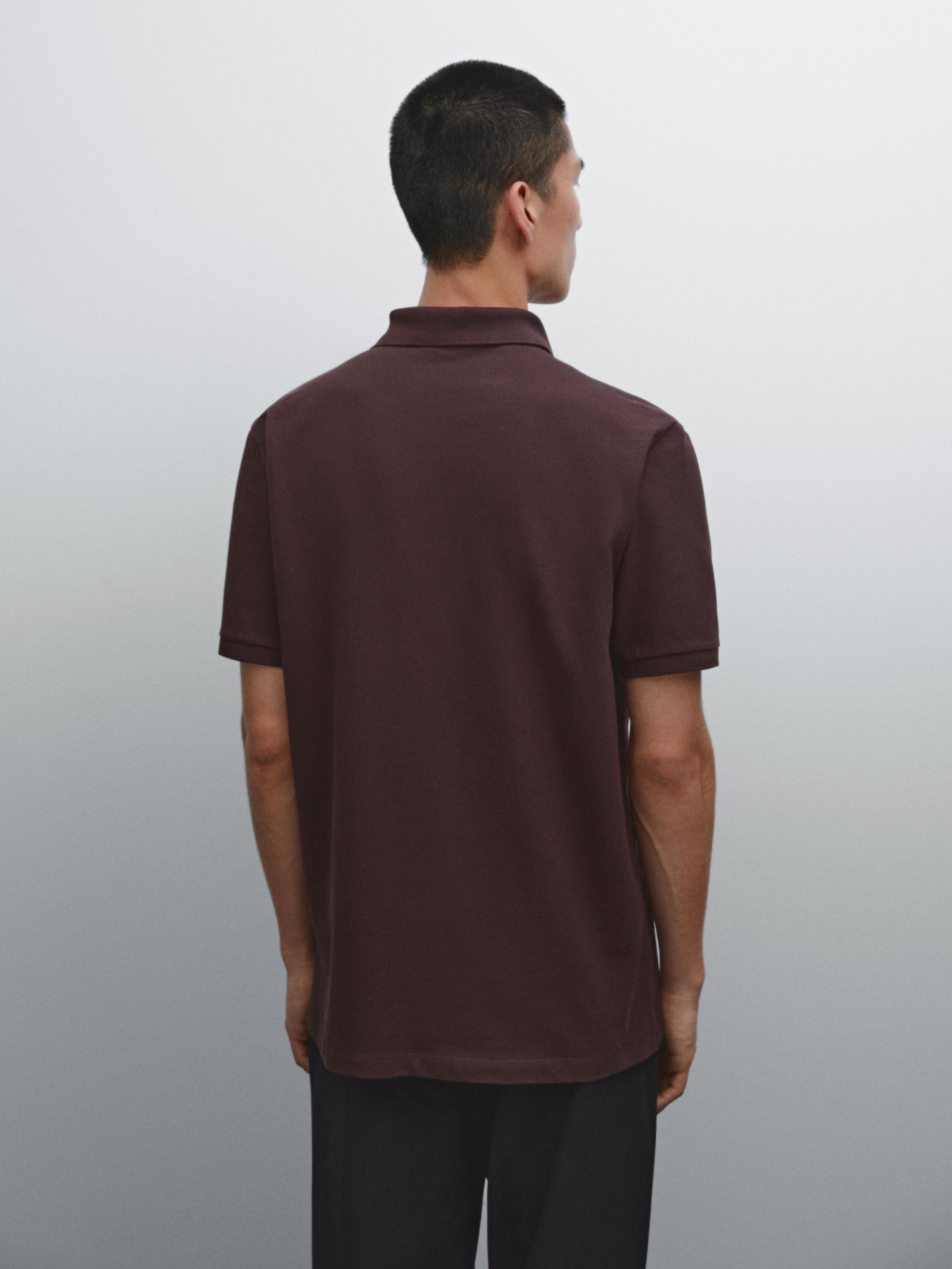 Micro textured piqué cotton polo shirt