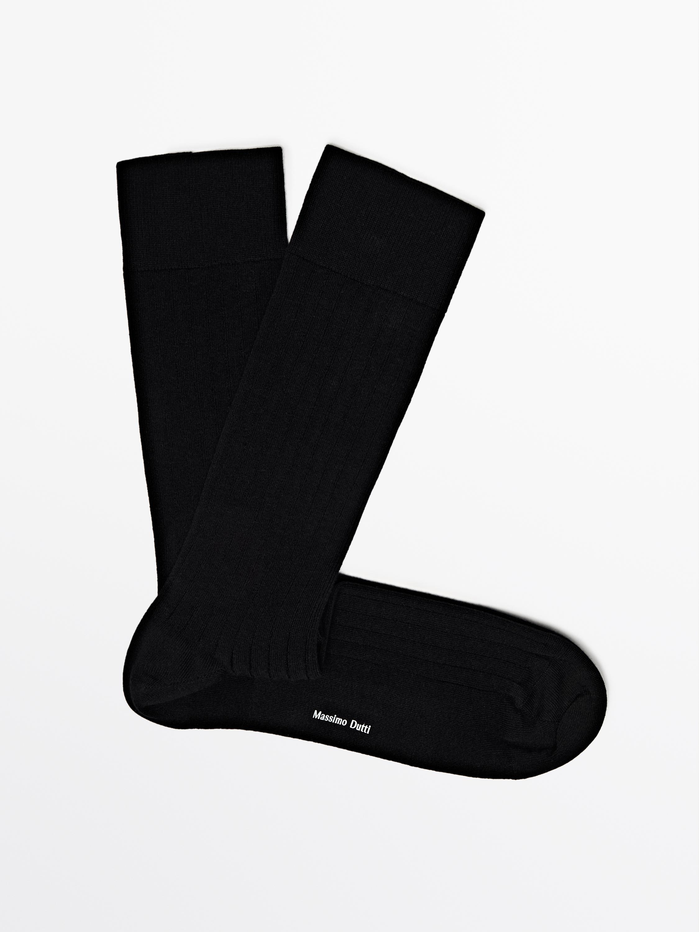 Ribbed cotton blend socks