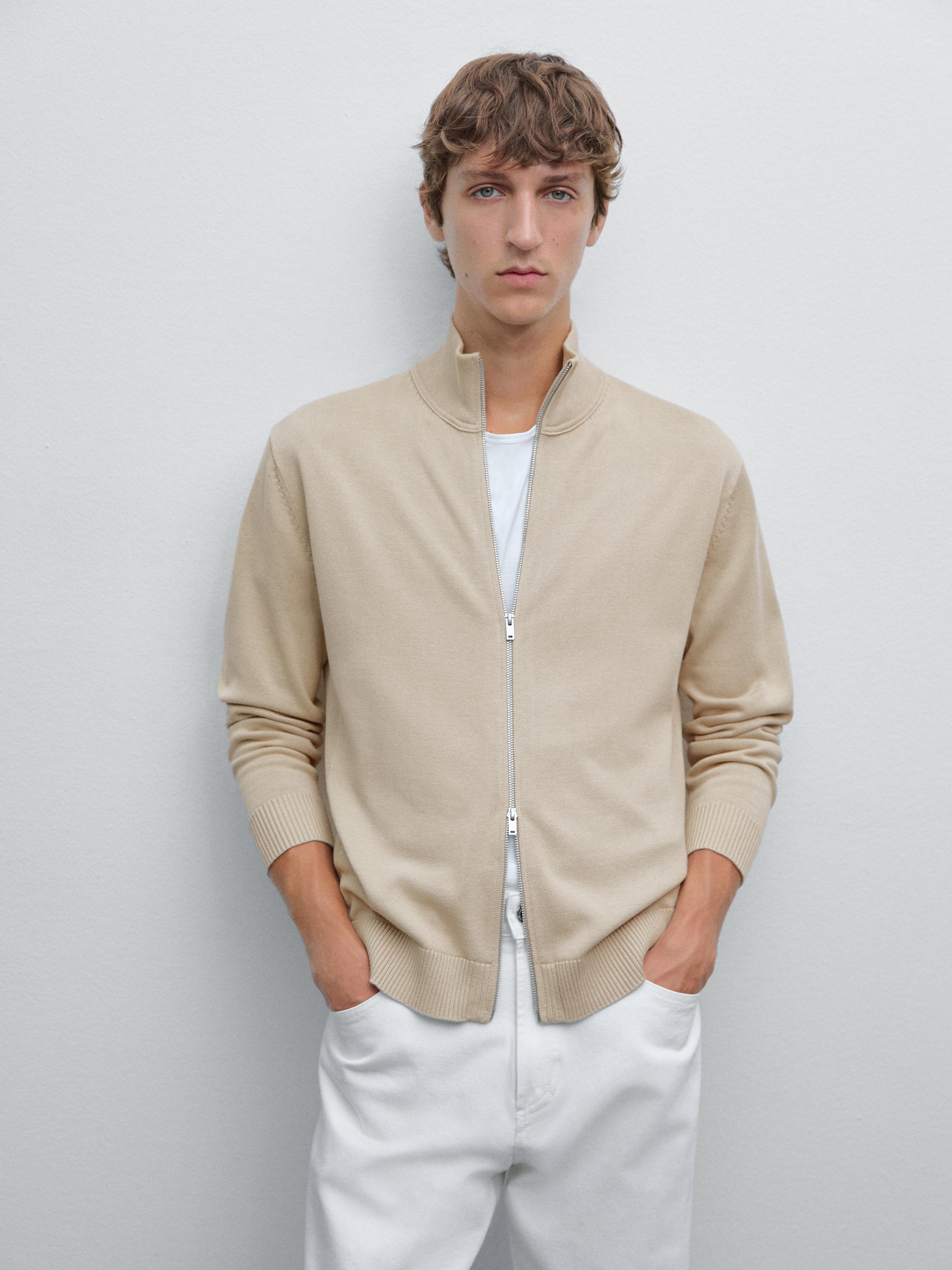 100% cotton zip cardigan