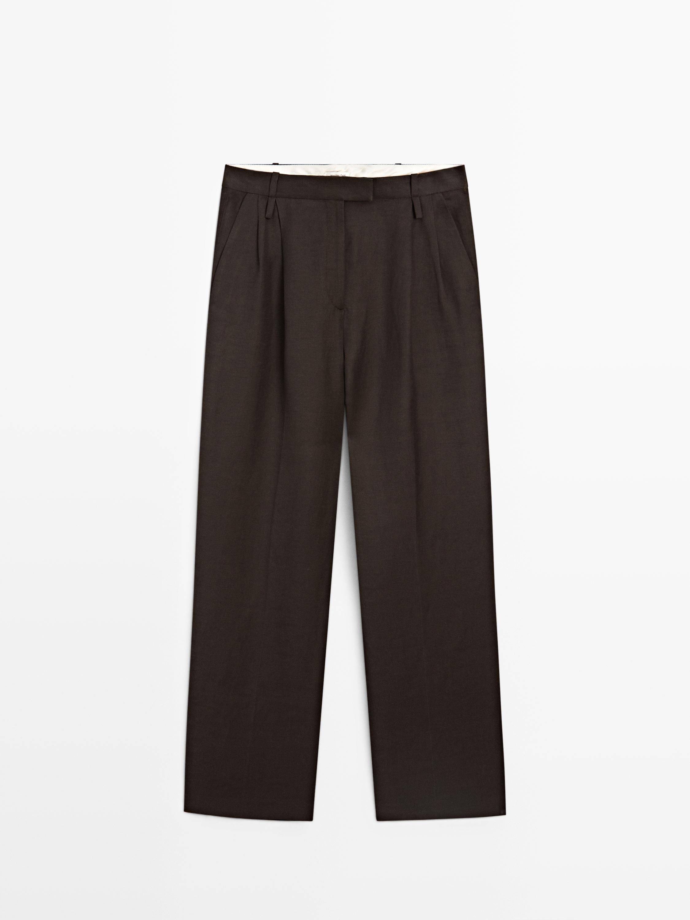 Darted trousers with belt loops - STUDIO — BROWN