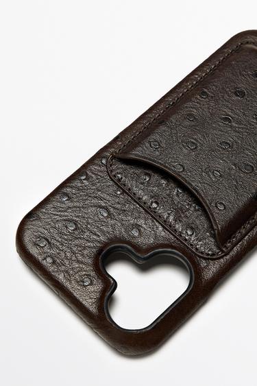 Textured Nappa leather iPhone 17 case — Chocolate 4