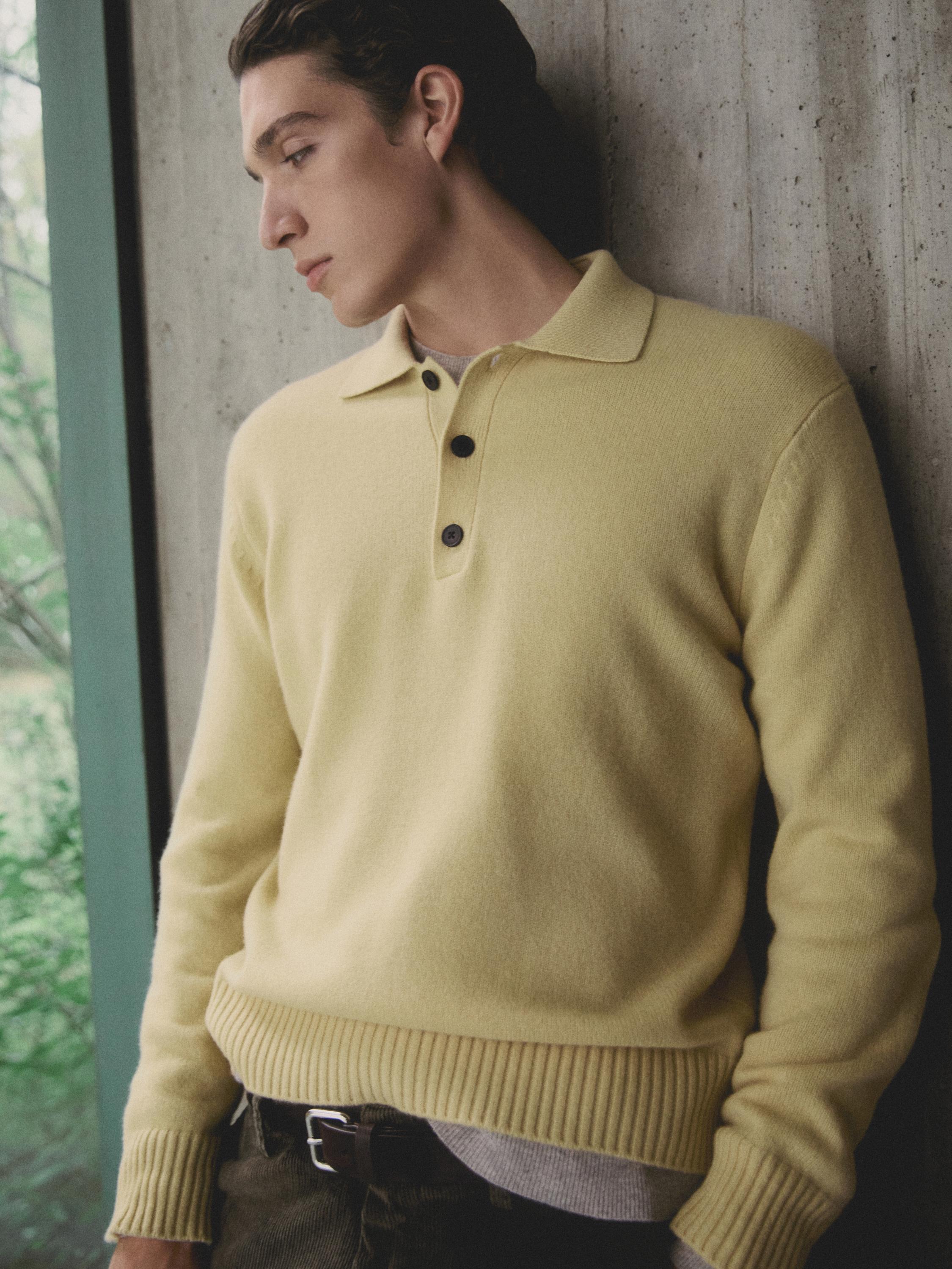 Pull polo en maille 100 % laine