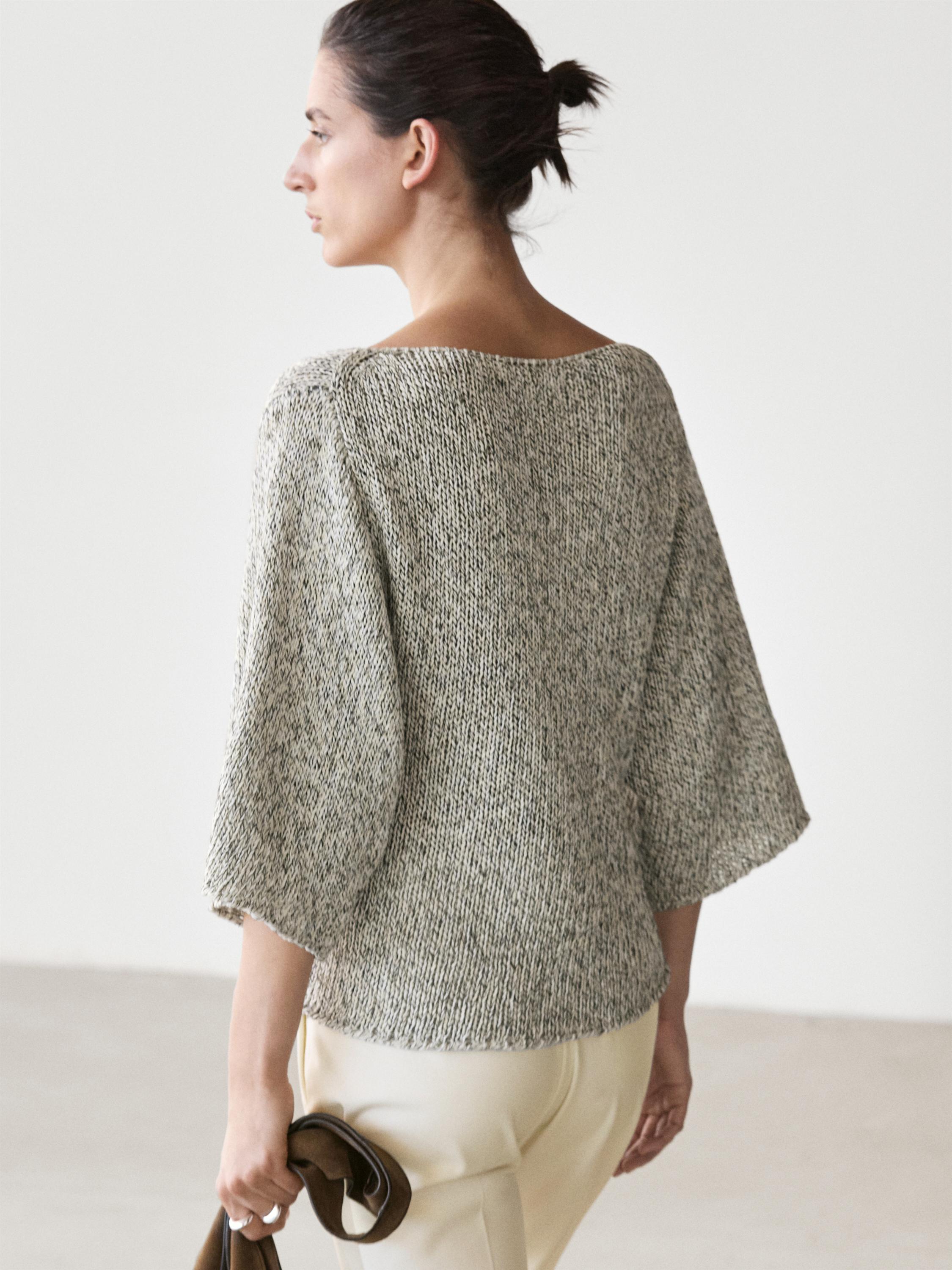 100% cotton knit cape sweater — PALE GREY