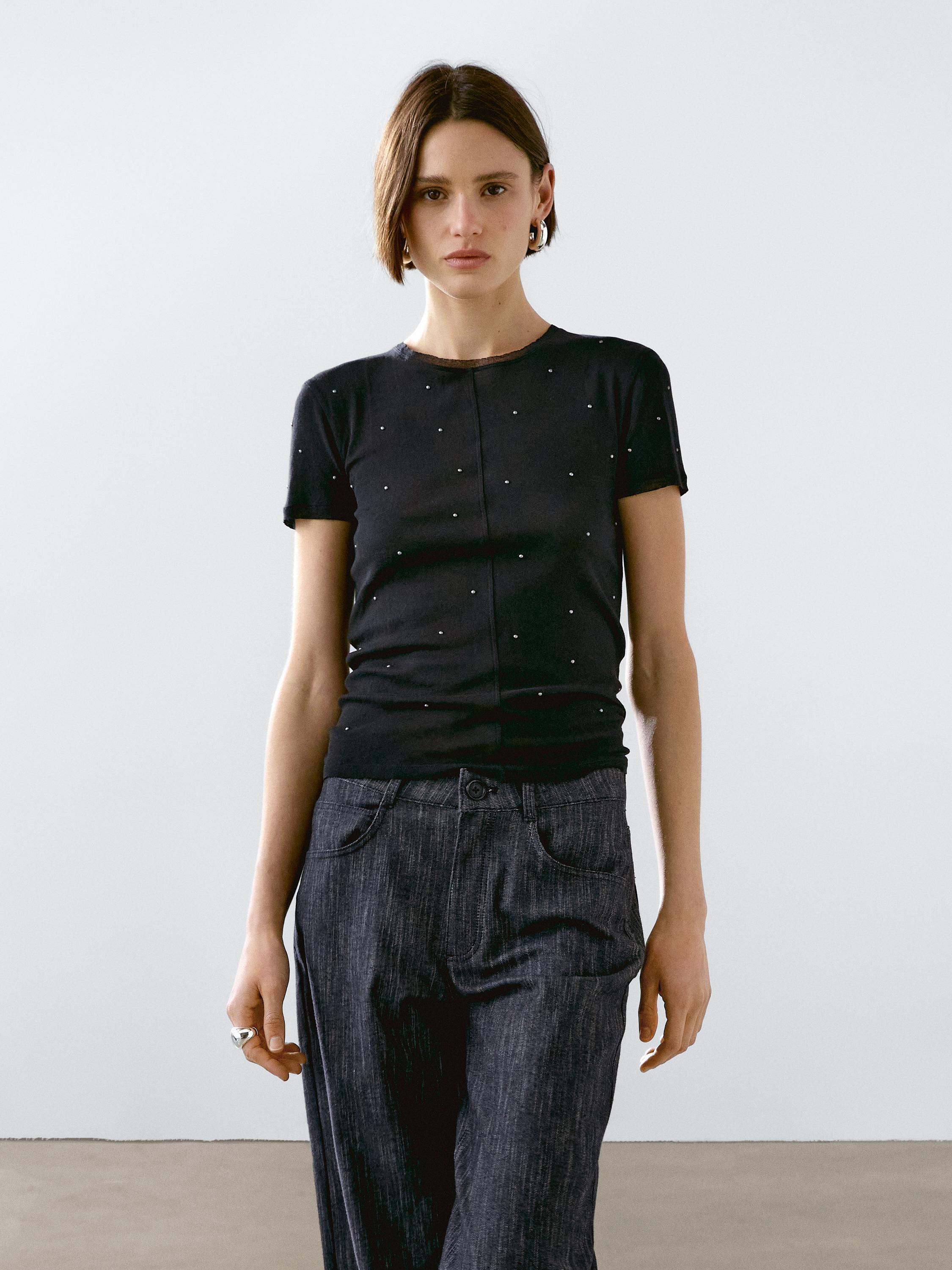 T-shirt with metal studs