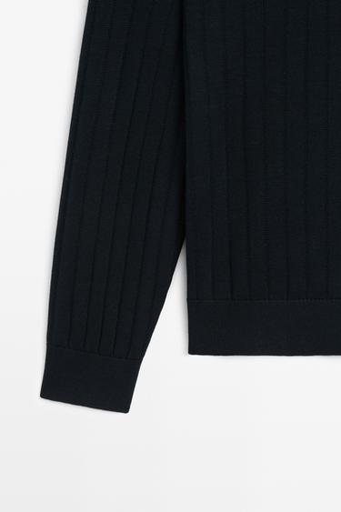 100% Cotton Knit Polo Sweater — NAVY BLUE 7