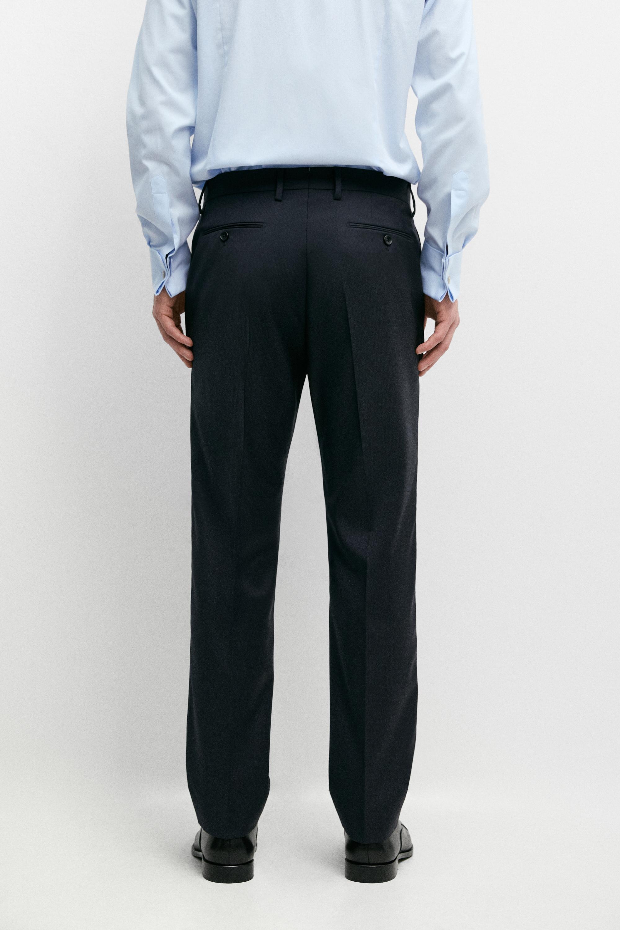 Striped wool blend suit trousers — NAVY BLUE