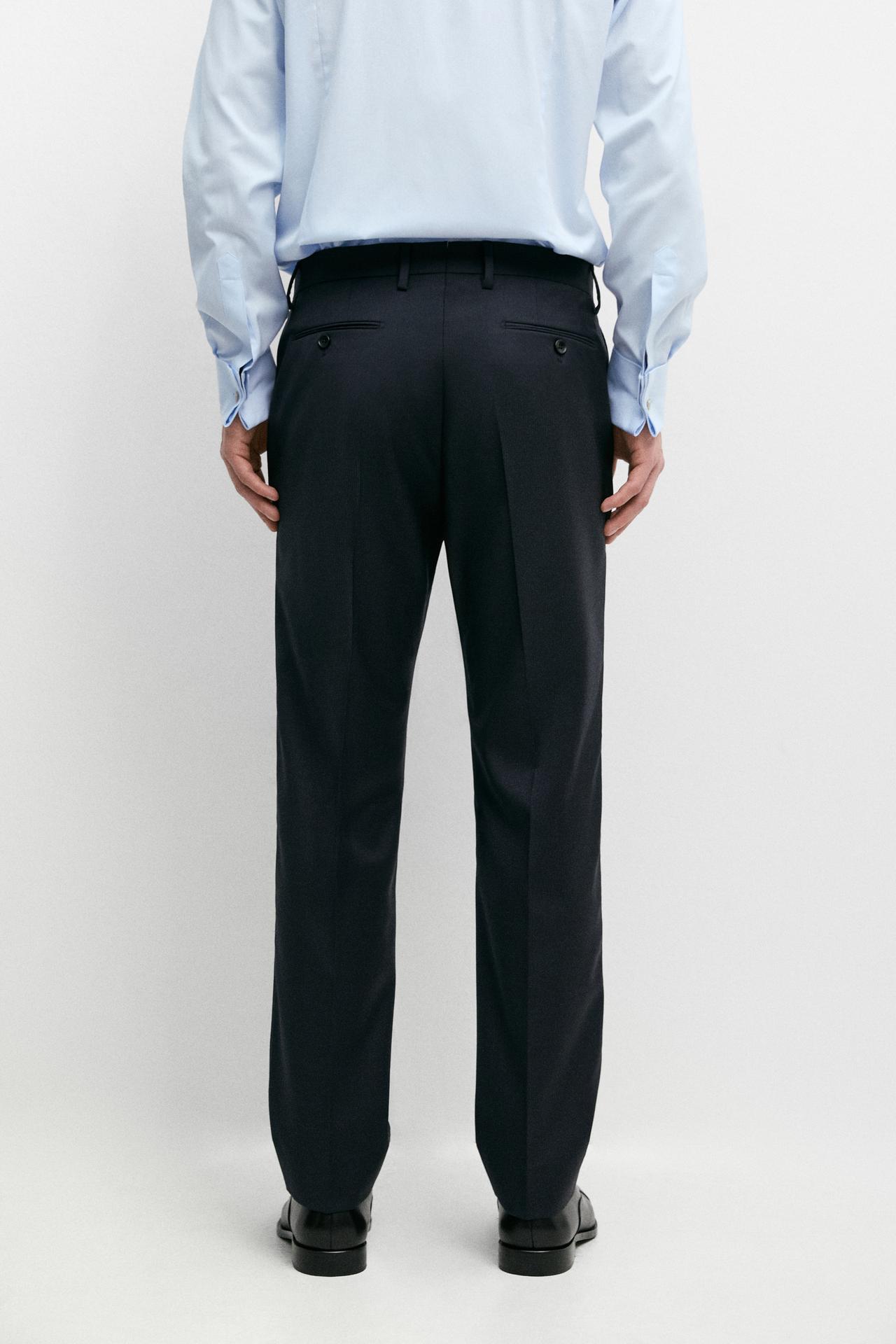 Striped wool blend suit trousers — NAVY BLUE